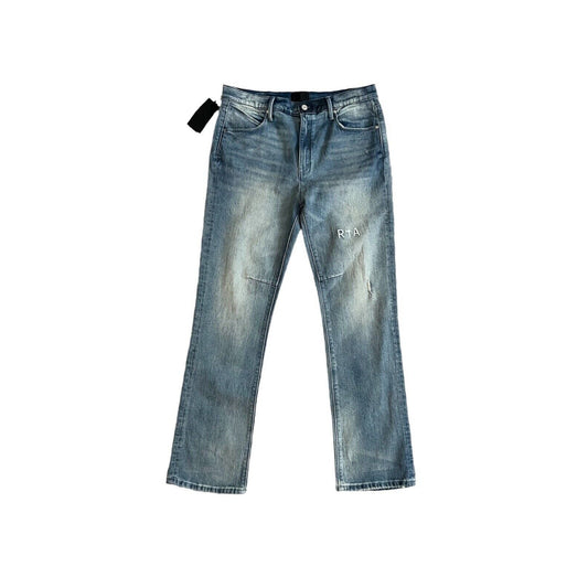 RtA Mens Denis Faded Wash Flared Skinny Jeans Blue
