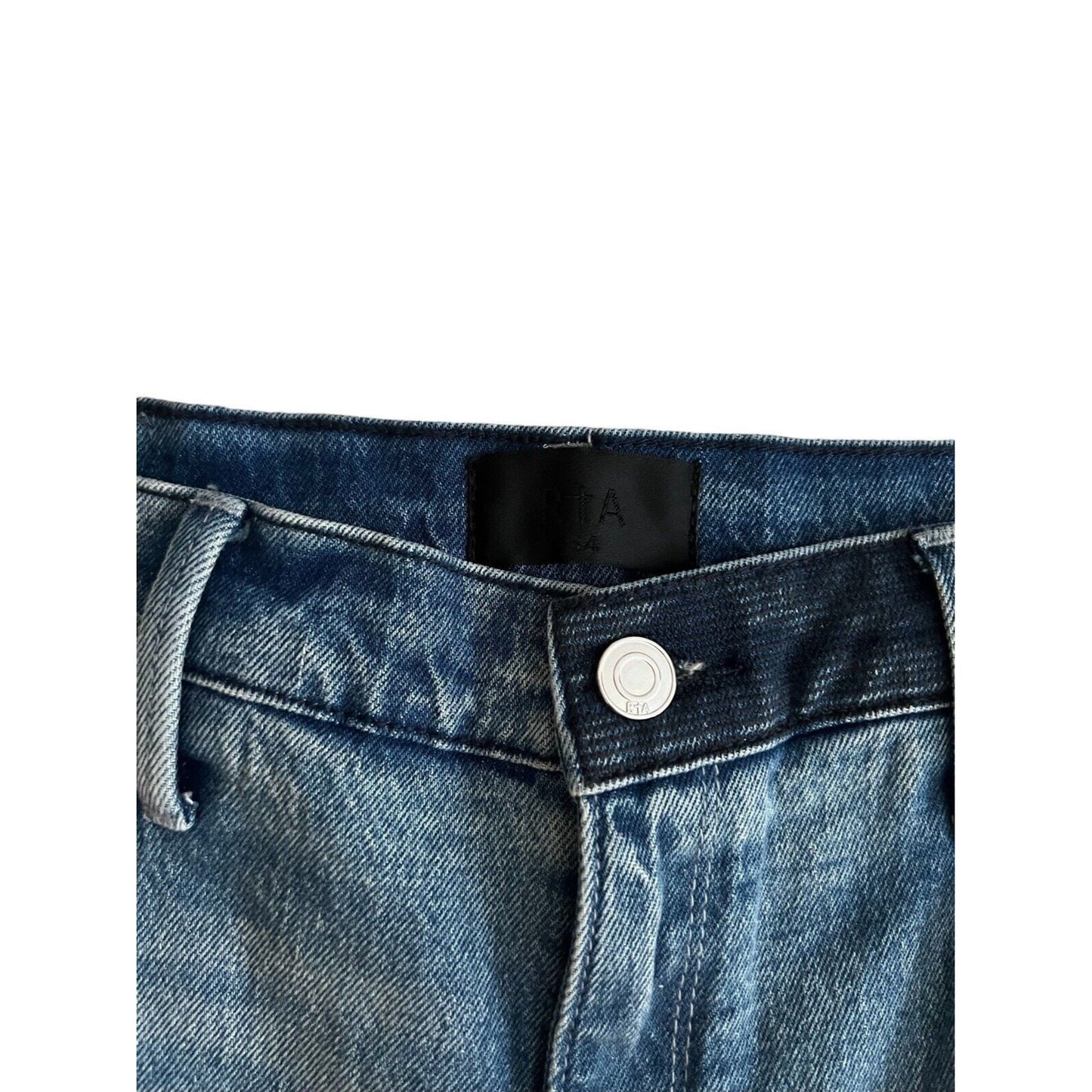 RtA Mens Denis Faded Wash Flared Skinny Jeans Blue