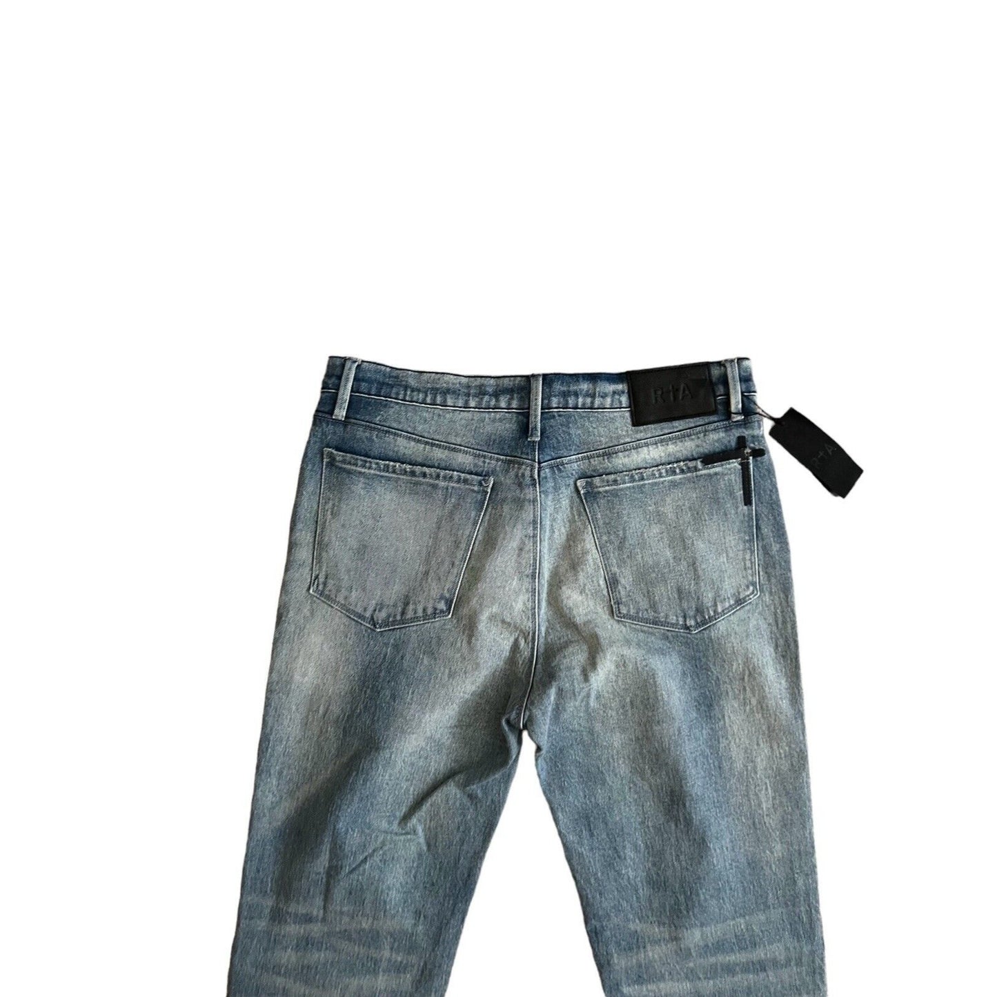 RtA Mens Denis Faded Wash Flared Skinny Jeans Blue