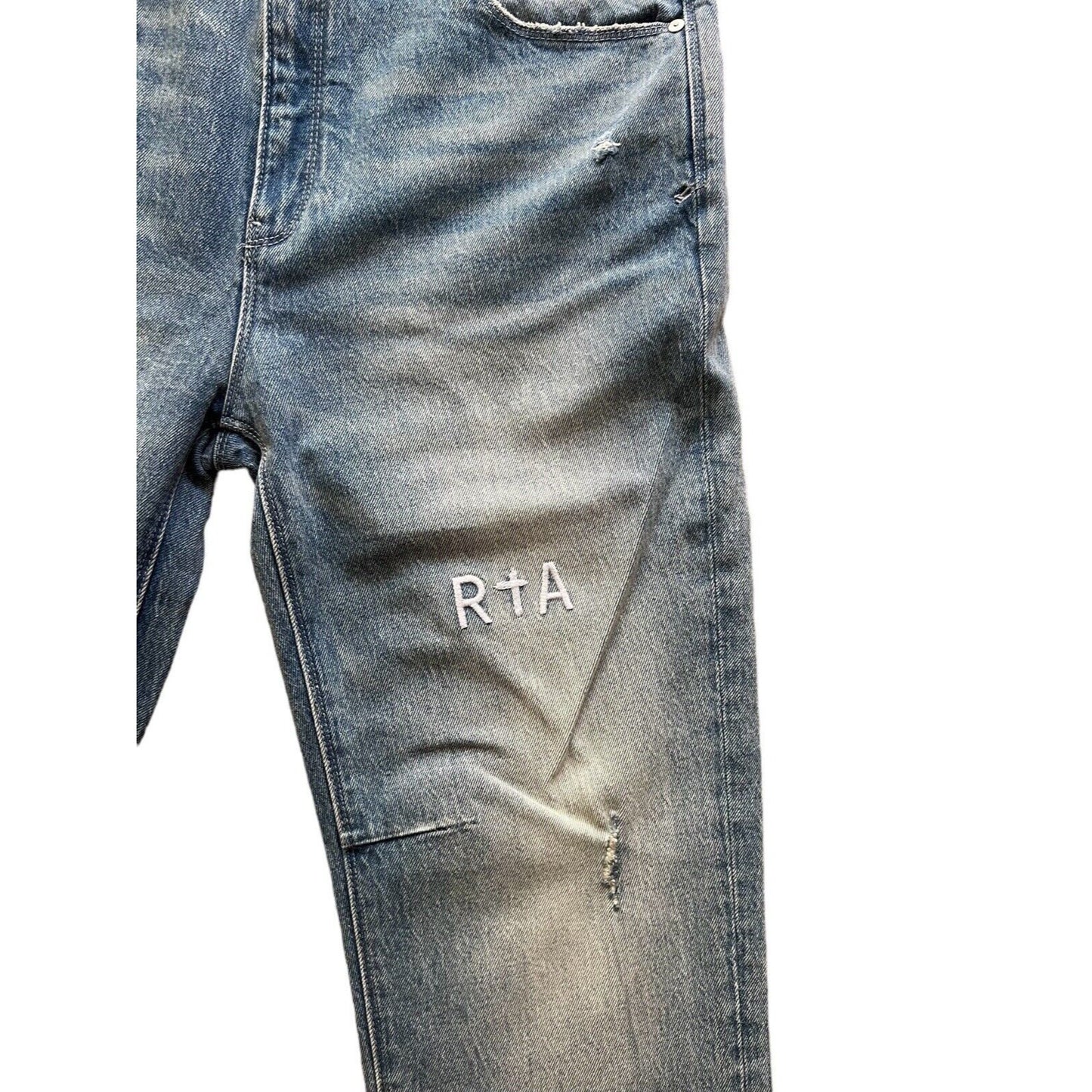 RtA Denis Faded Wash Flared Skinny Jeans