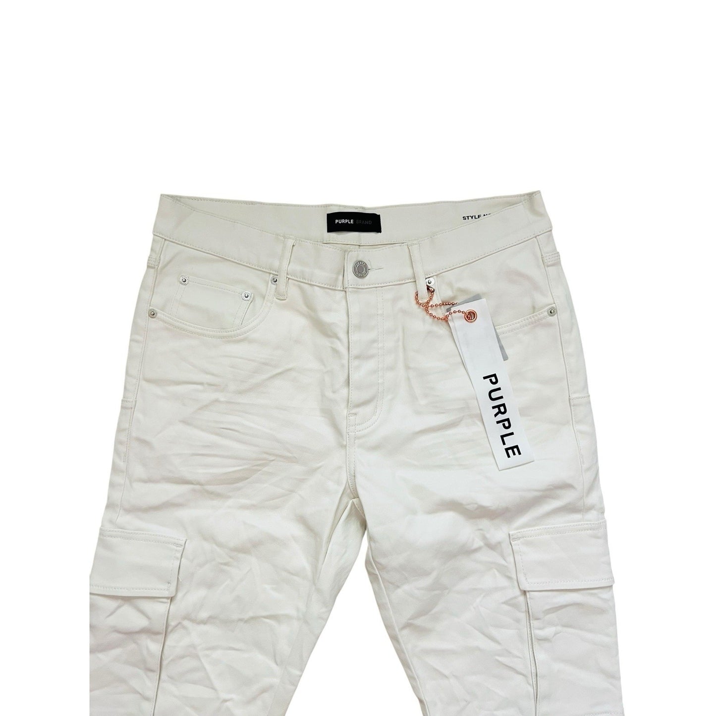 Purple Brand Jeans Patent Film Slim Cargo Bootcut White P004