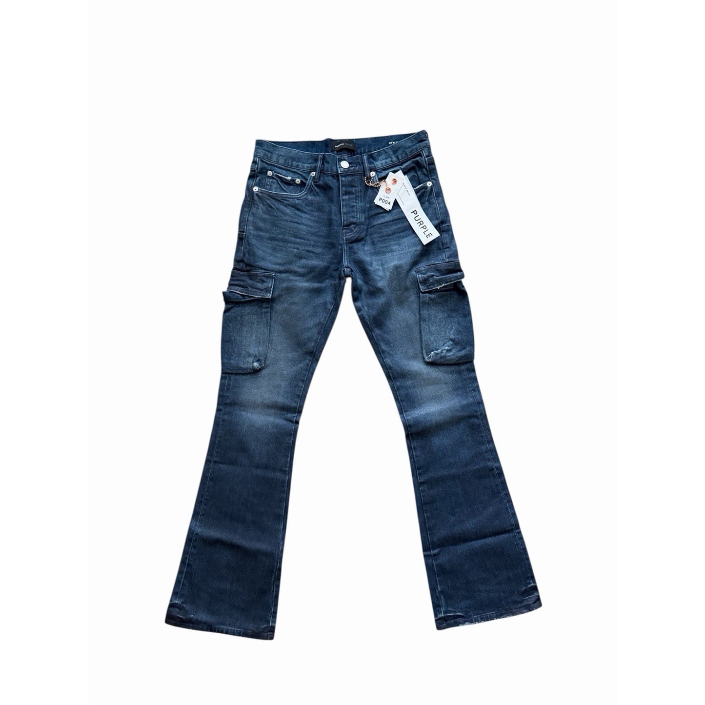 Purple Brand Jeans Coated Cargo Slim Fit Low Rise Flare