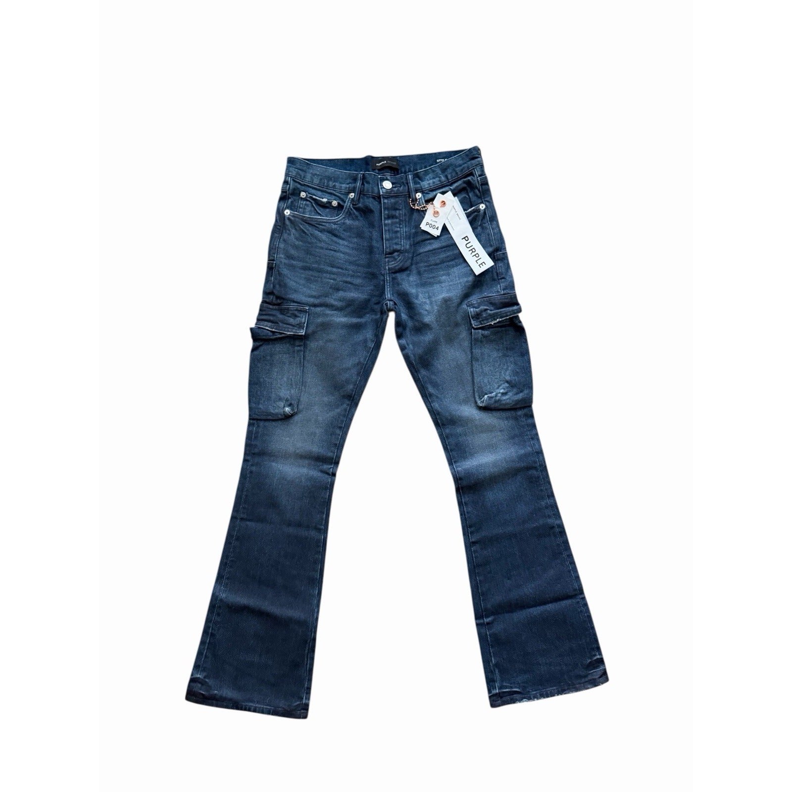 Purple Brand Jeans Coated Cargo Slim Fit Low Rise Flare
