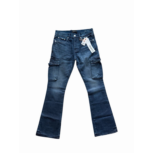 Purple Brand Jeans Coated Cargo Slim Fit Low Rise Flare