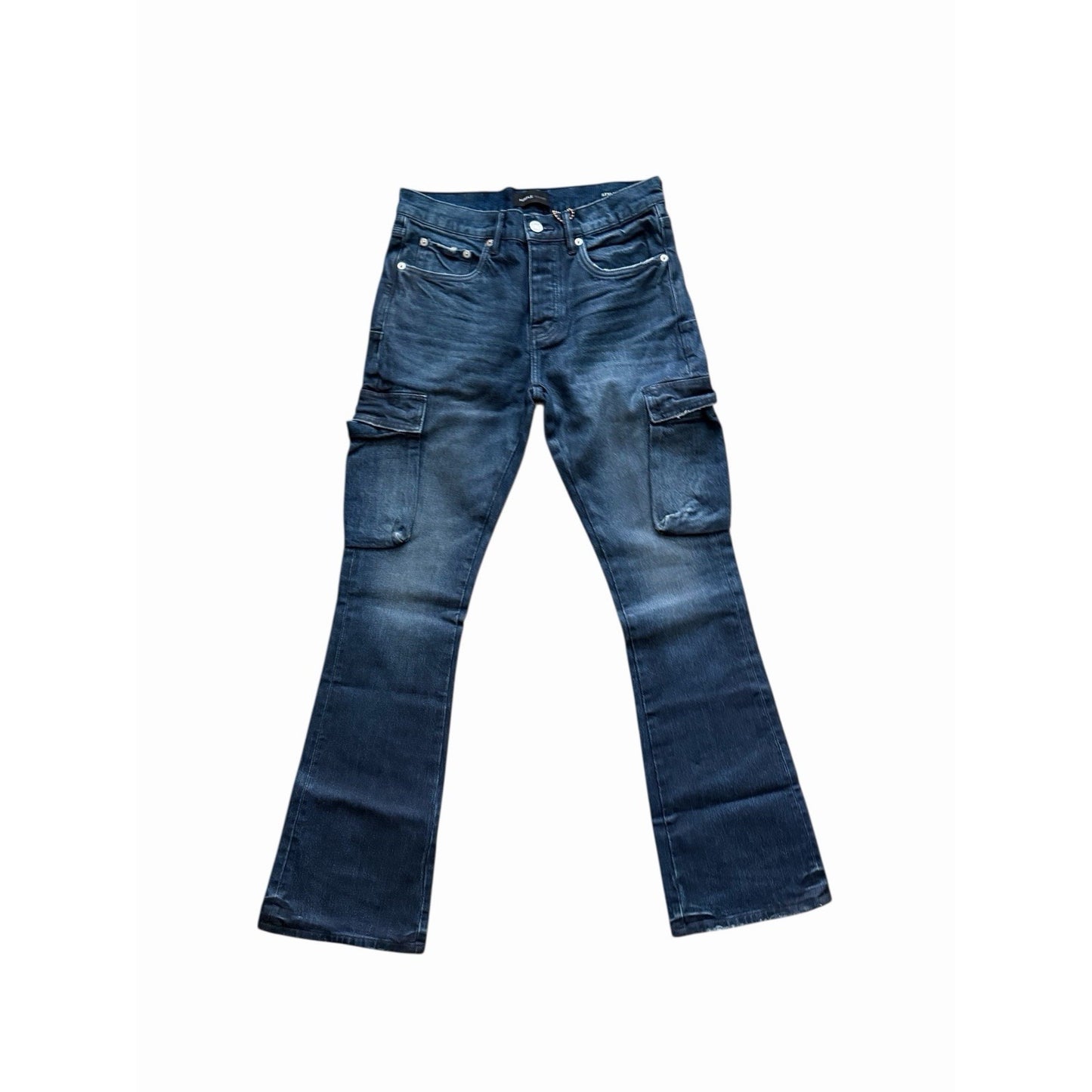 Purple Brand Jeans Coated Cargo Slim Fit Low Rise Flare