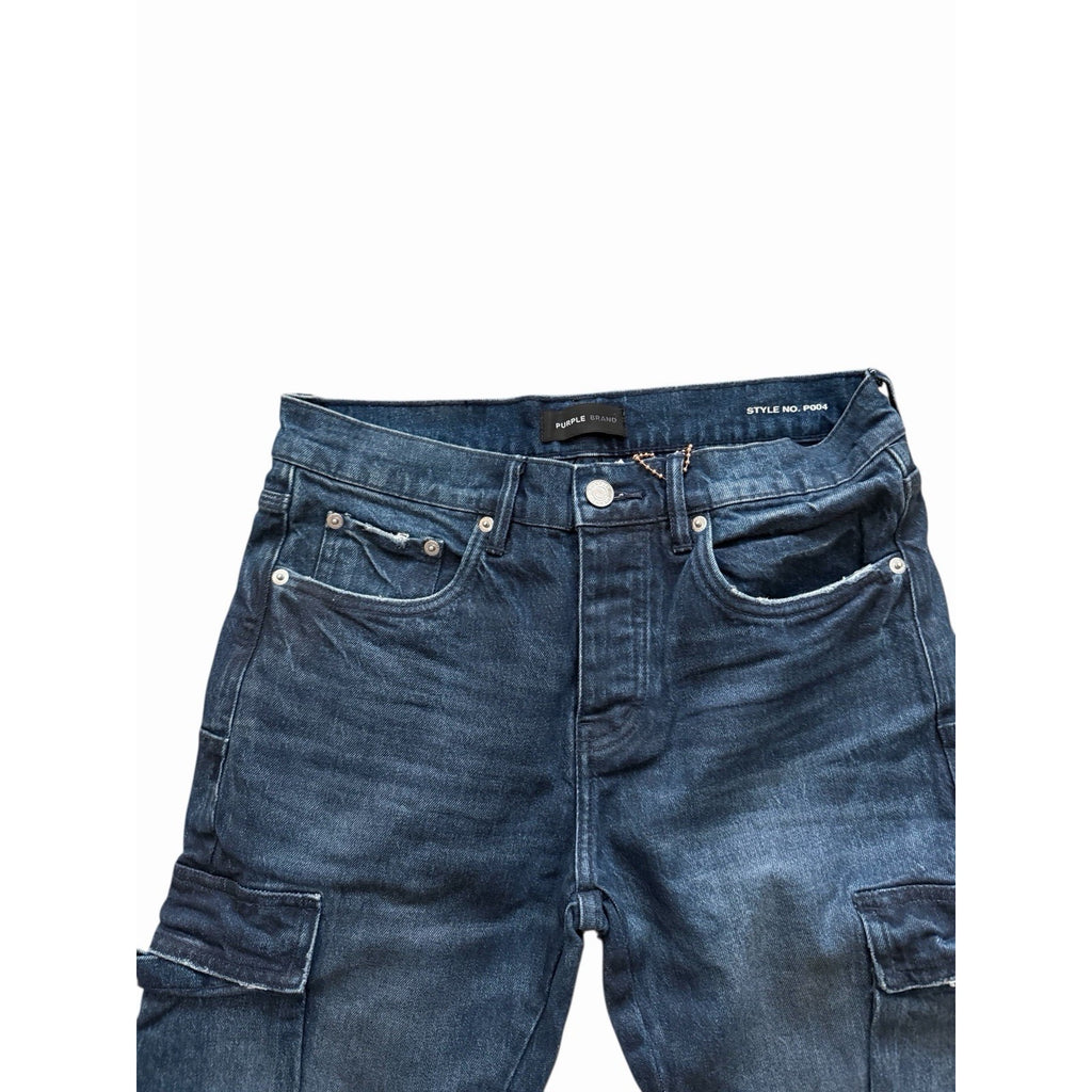 Purple Brand Jeans Coated Cargo Slim Fit Low Rise Flare