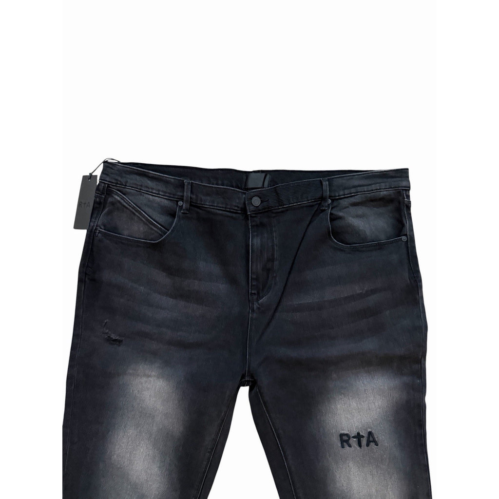 RtA Mens Clayton Faded Black Distressed Skinny Jeans