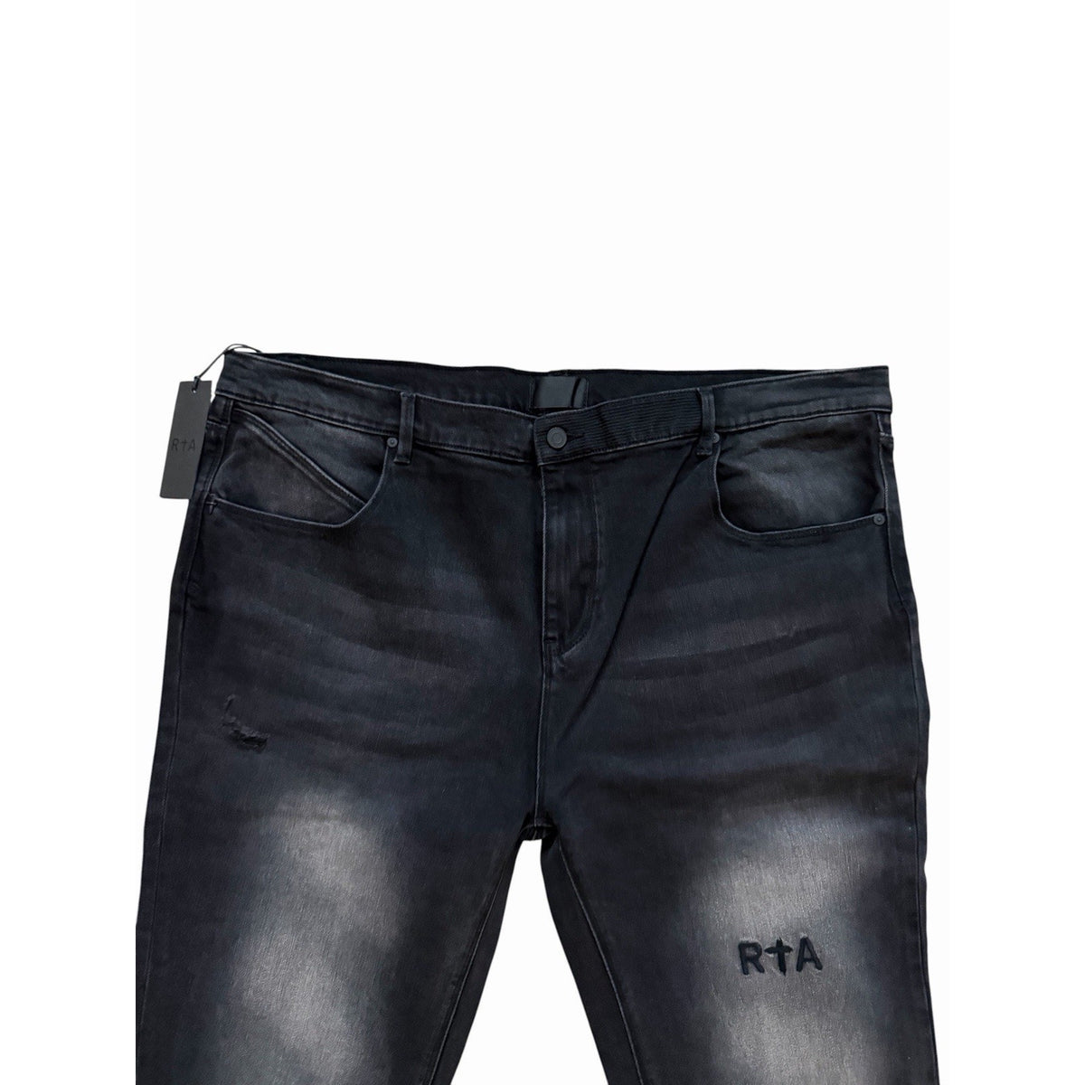 RtA Mens Clayton Faded Black Distressed Skinny Jeans