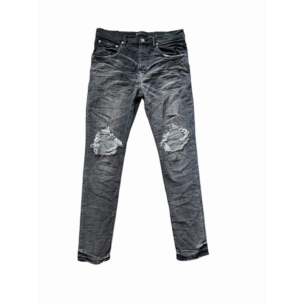 Purple Brand Dirty Blowout Drop Fit Slim Jeans - Grey
