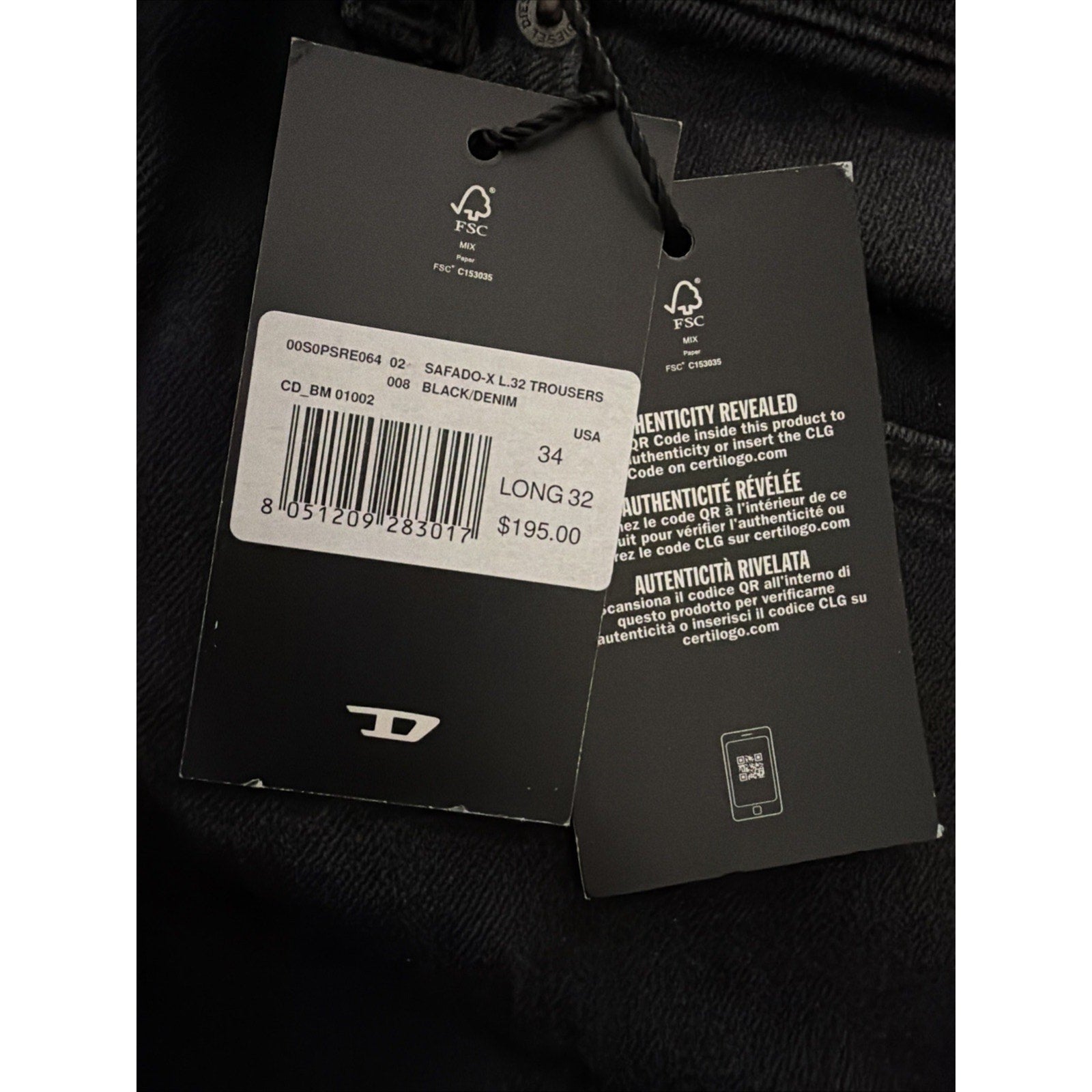 Diesel Safado Straight Fit Jeans RE064 - Black