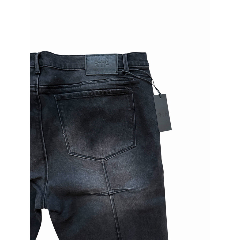 RtA Mens Clayton Faded Black Distressed Skinny Jeans
