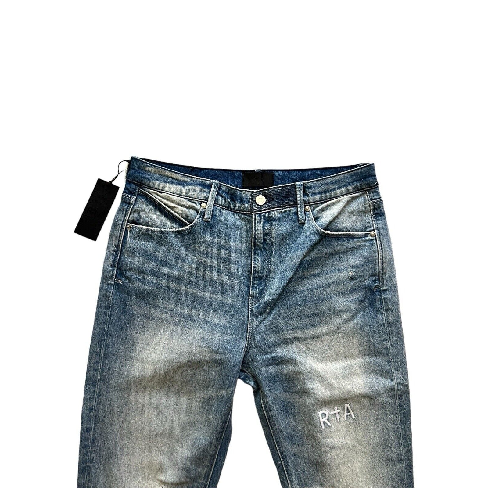 RtA Denis Faded Wash Flared Skinny Jeans
