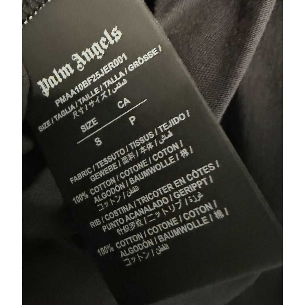 Palm Angels Mens Back Curved Logo Over T-Shirt Black Cotton Tee $330 Size S