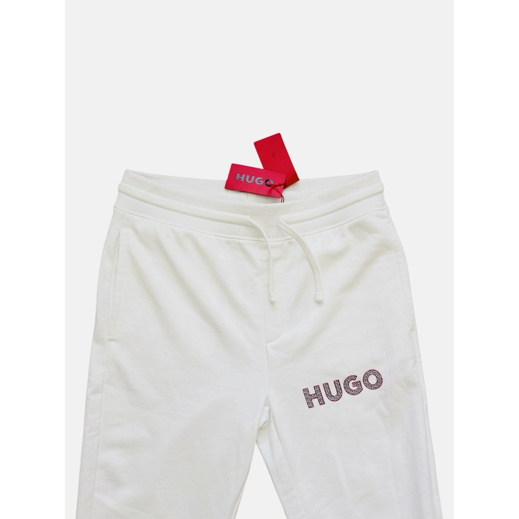 Hugo Boss Dramtol Drawstring Waist Cotton Blend Joggers White