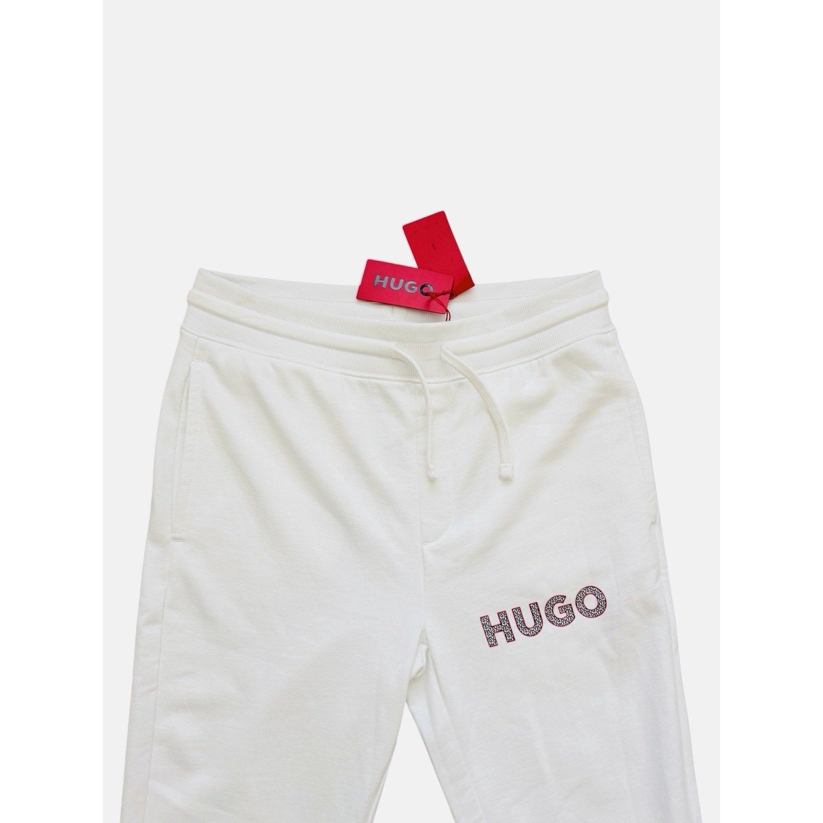 Hugo Boss Dramtol Drawstring Waist Cotton Blend Joggers White