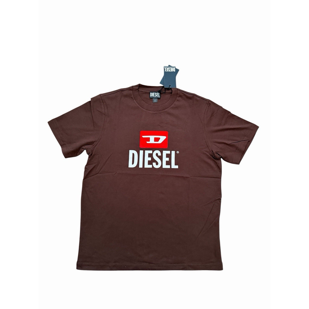 Diesel T-Just D Logo Flock Maglietta T-Shirt - Chicory Coffee