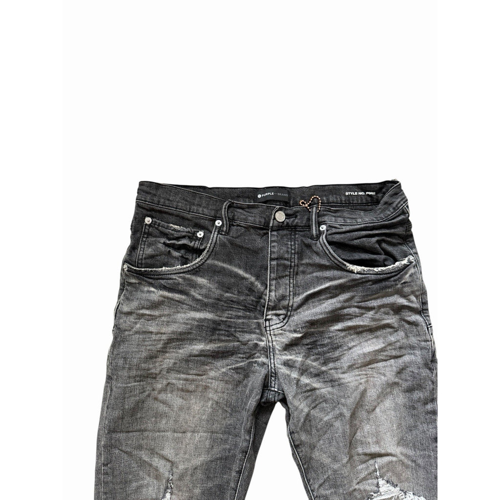Purple Brand Dirty Blowout Drop Fit Slim Jeans - Grey