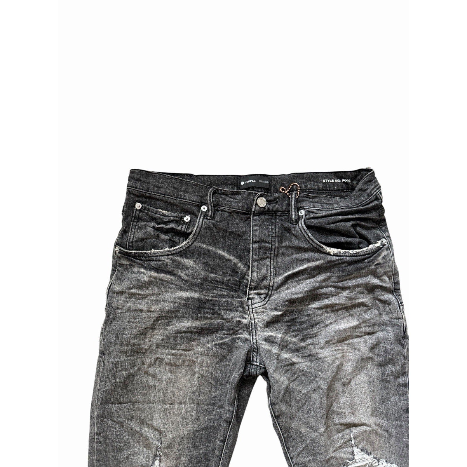 Purple Brand Dirty Blowout Drop Fit Slim Jeans - Grey