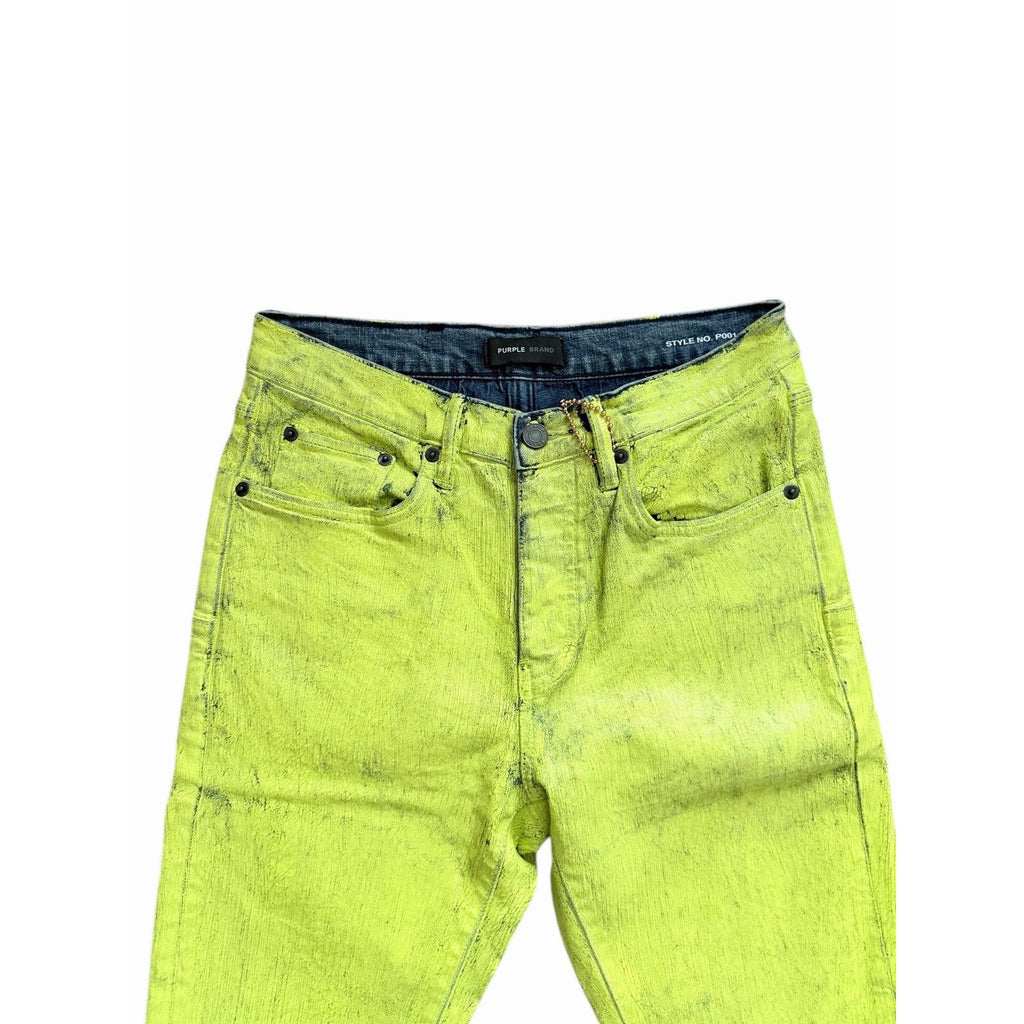Purple Brand Paint Job Skinny Jeans - Neon Green
