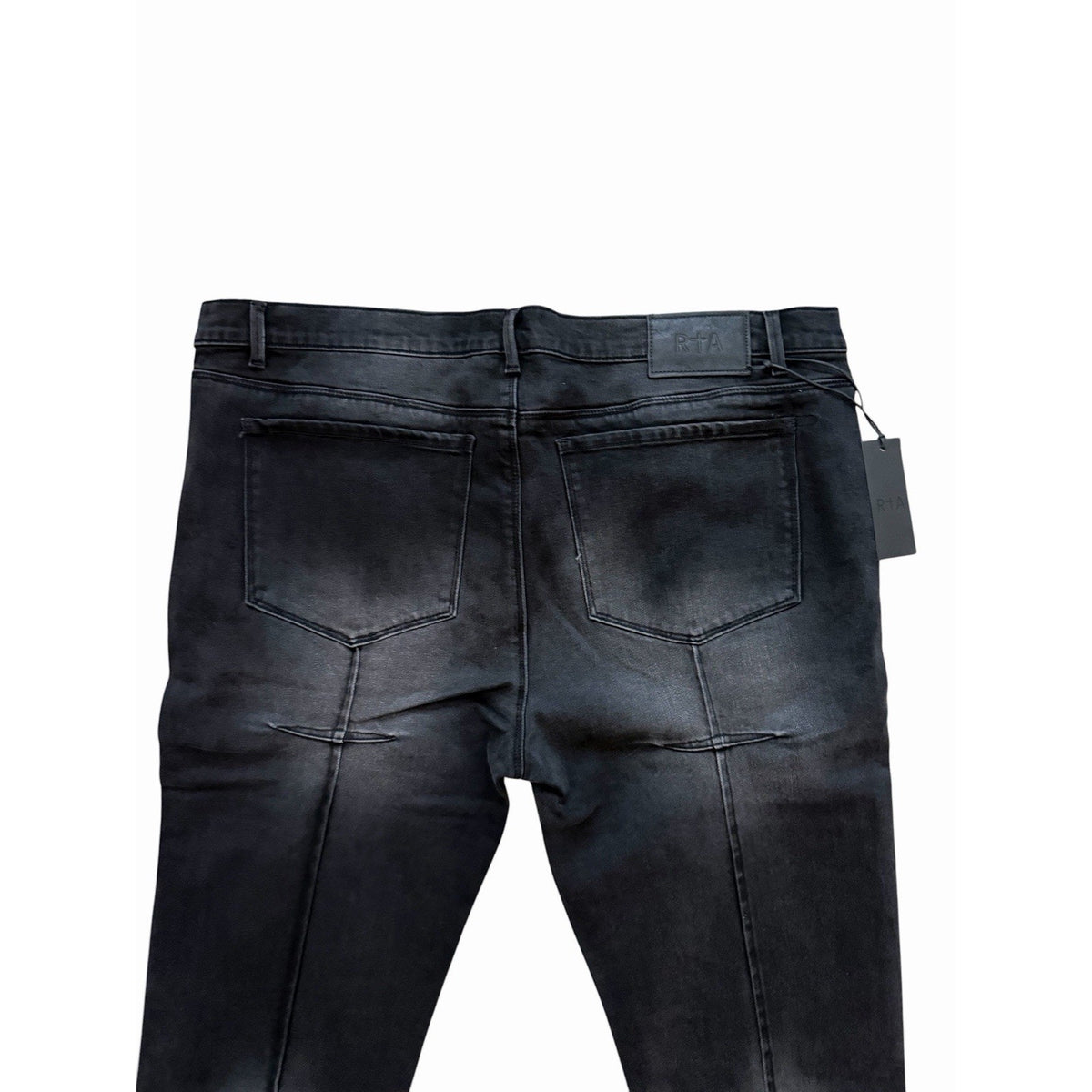 RtA Mens Clayton Faded Black Distressed Skinny Jeans