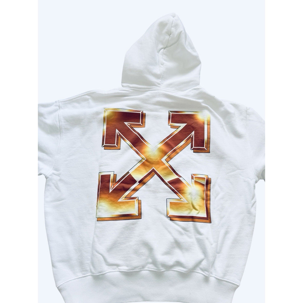 Off White c\o Virgil Abloh Orange Metal Over Hood Arrow Hoodie White