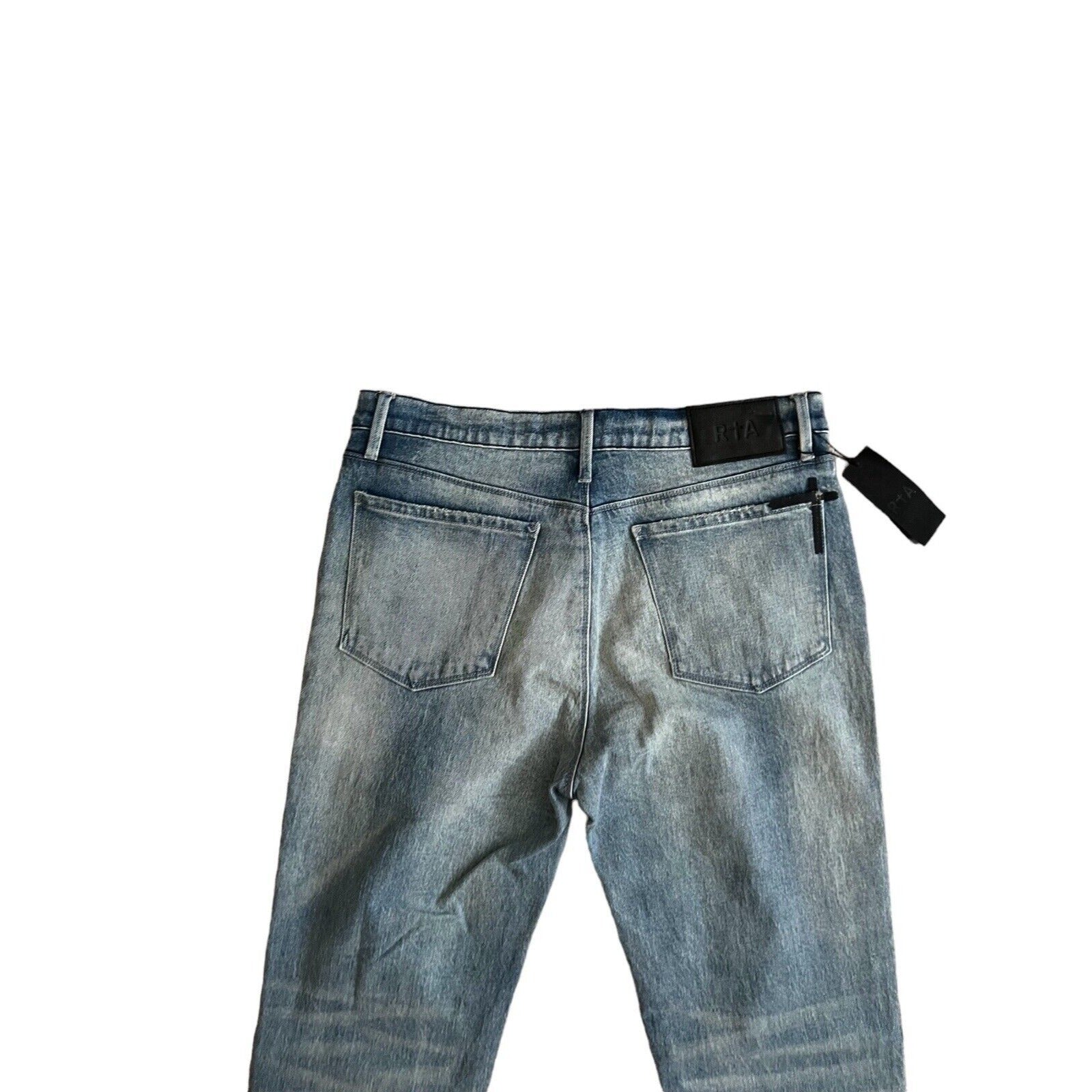 RtA Mens Denis Faded Wash Flared Skinny Jeans Blue