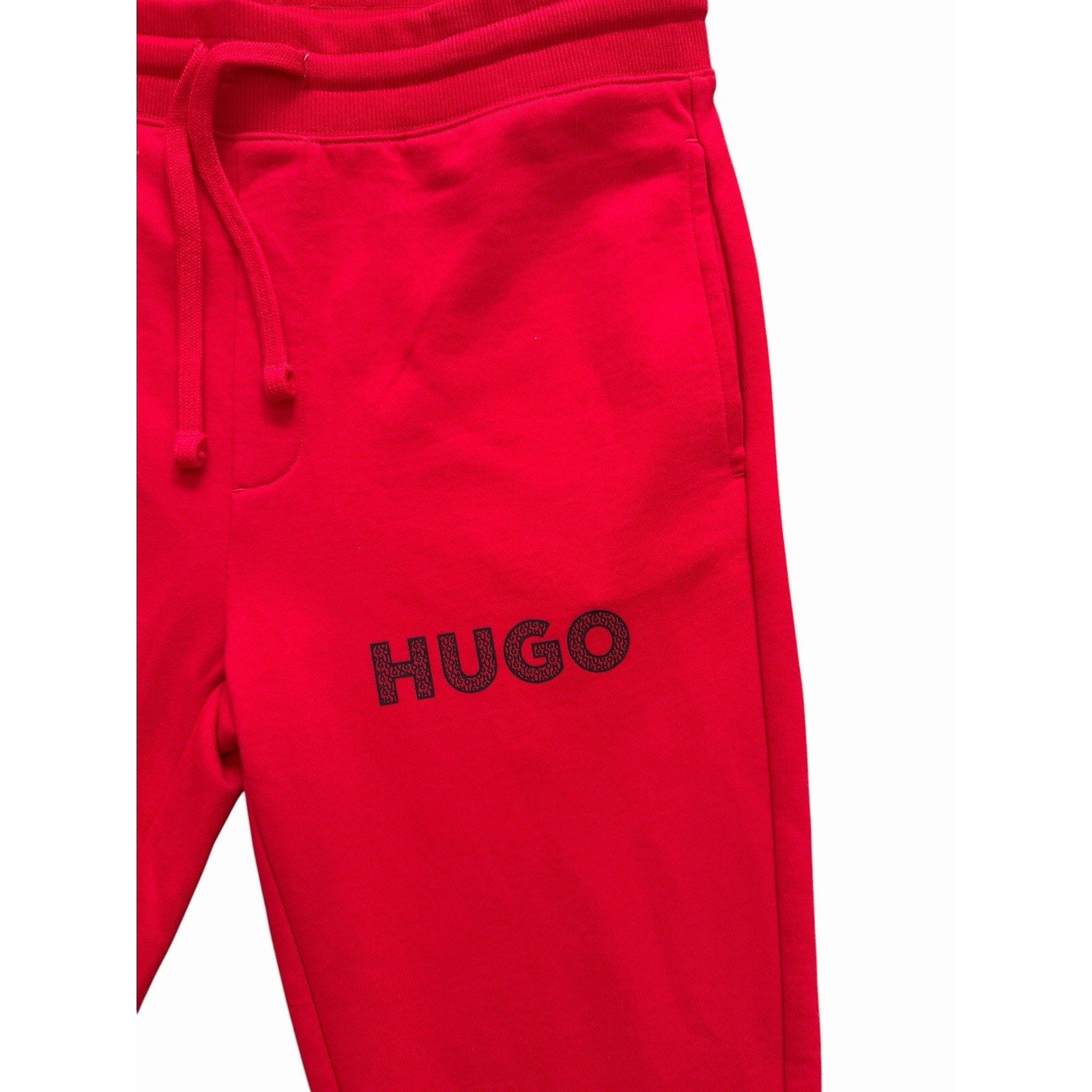 Hugo Boss Dramtol Drawstring Waist Cotton Blend Joggers Red
