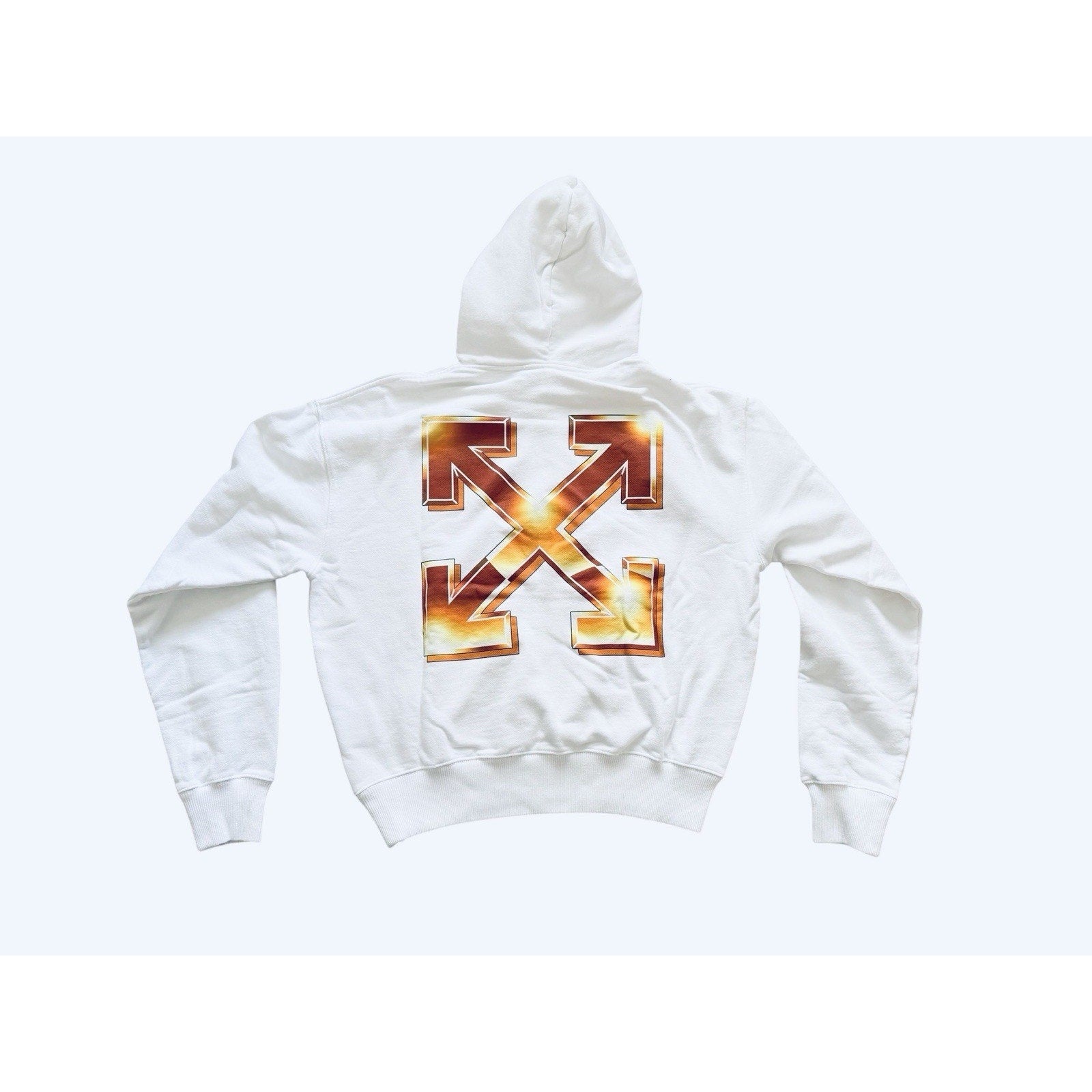 Off White c\o Virgil Abloh Orange Metal Over Hood Arrow Hoodie White