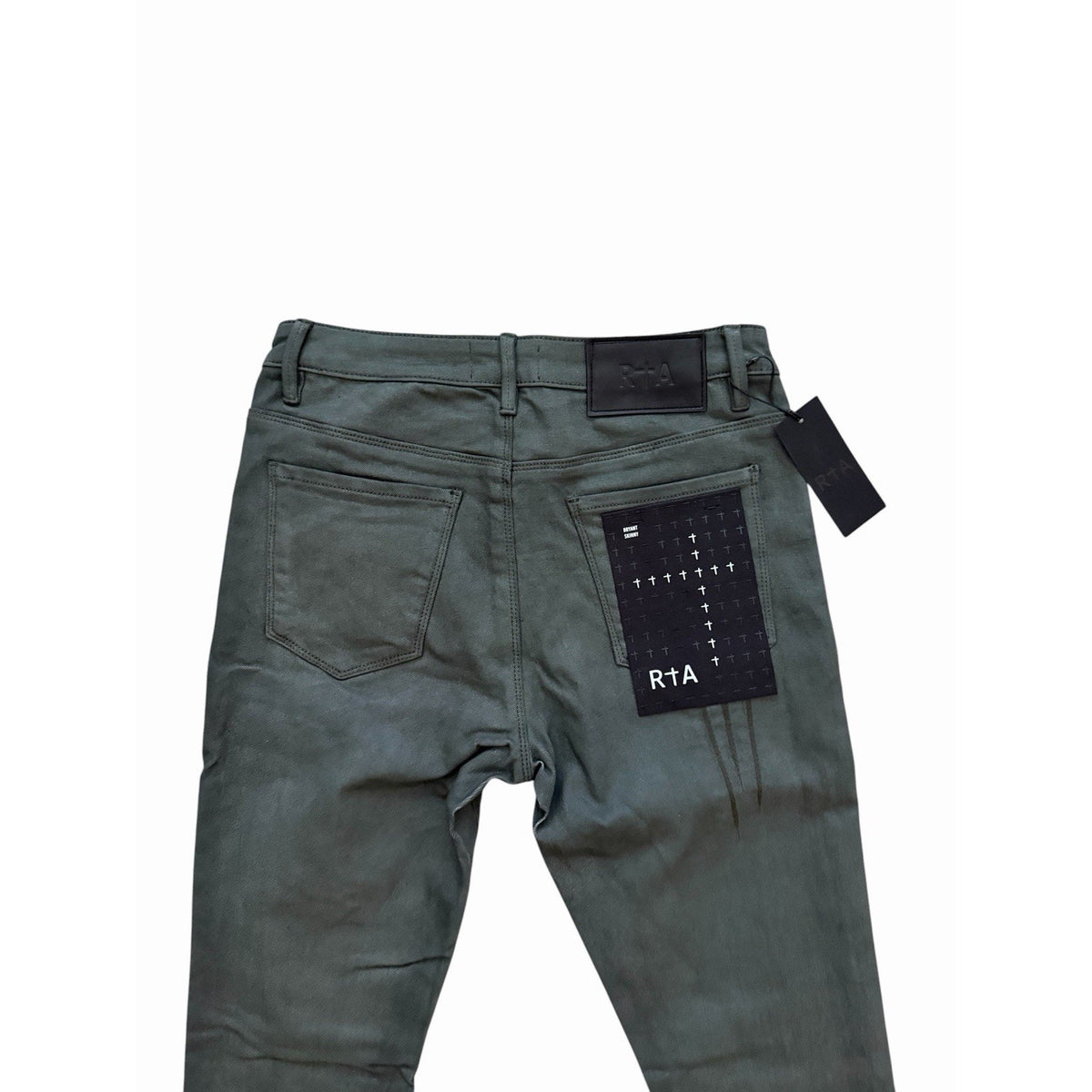 RtA Bryant Dusty Olive Triple Cross Skinny Jeans