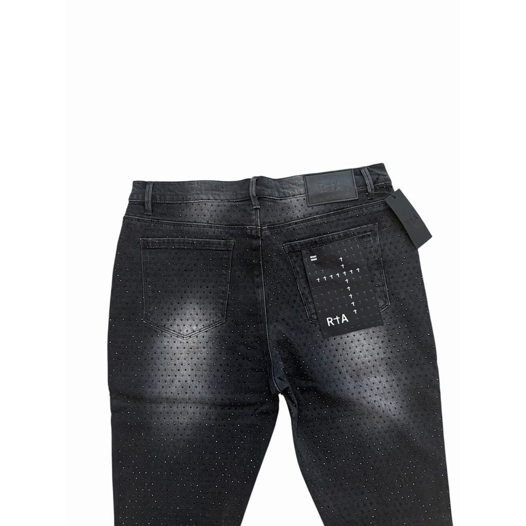 RtA Mens Bryant Crystal Embellished Skinny Jeans $280 Size 36x32 (36x32)