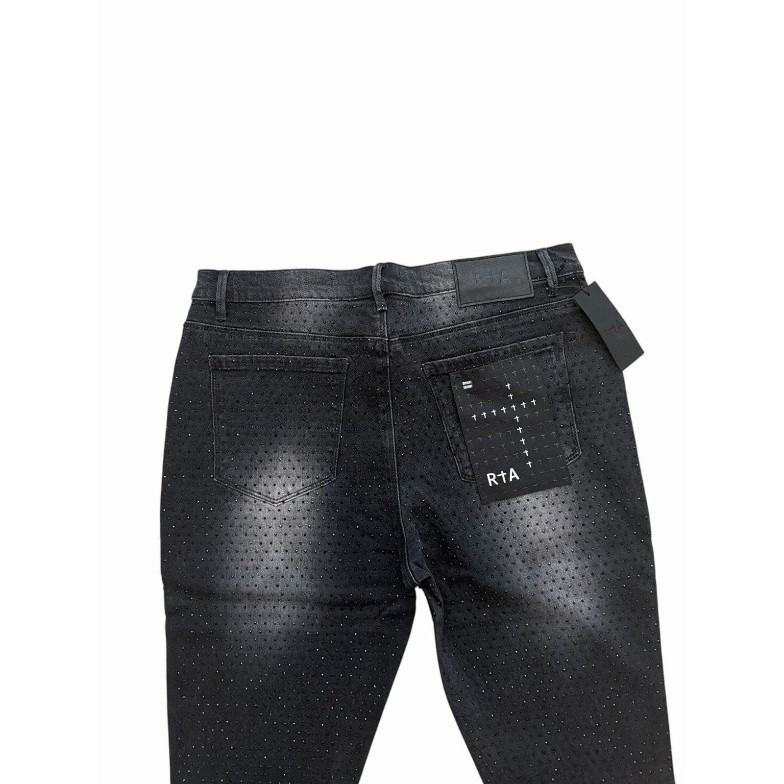RtA Mens Bryant Crystal Embellished Skinny Jeans $280 Size 36x32 (36x32)