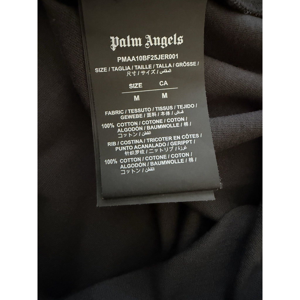 Palm Angels Mens Back Curved Logo Over T-Shirt Black Cotton Tee $330 Size M