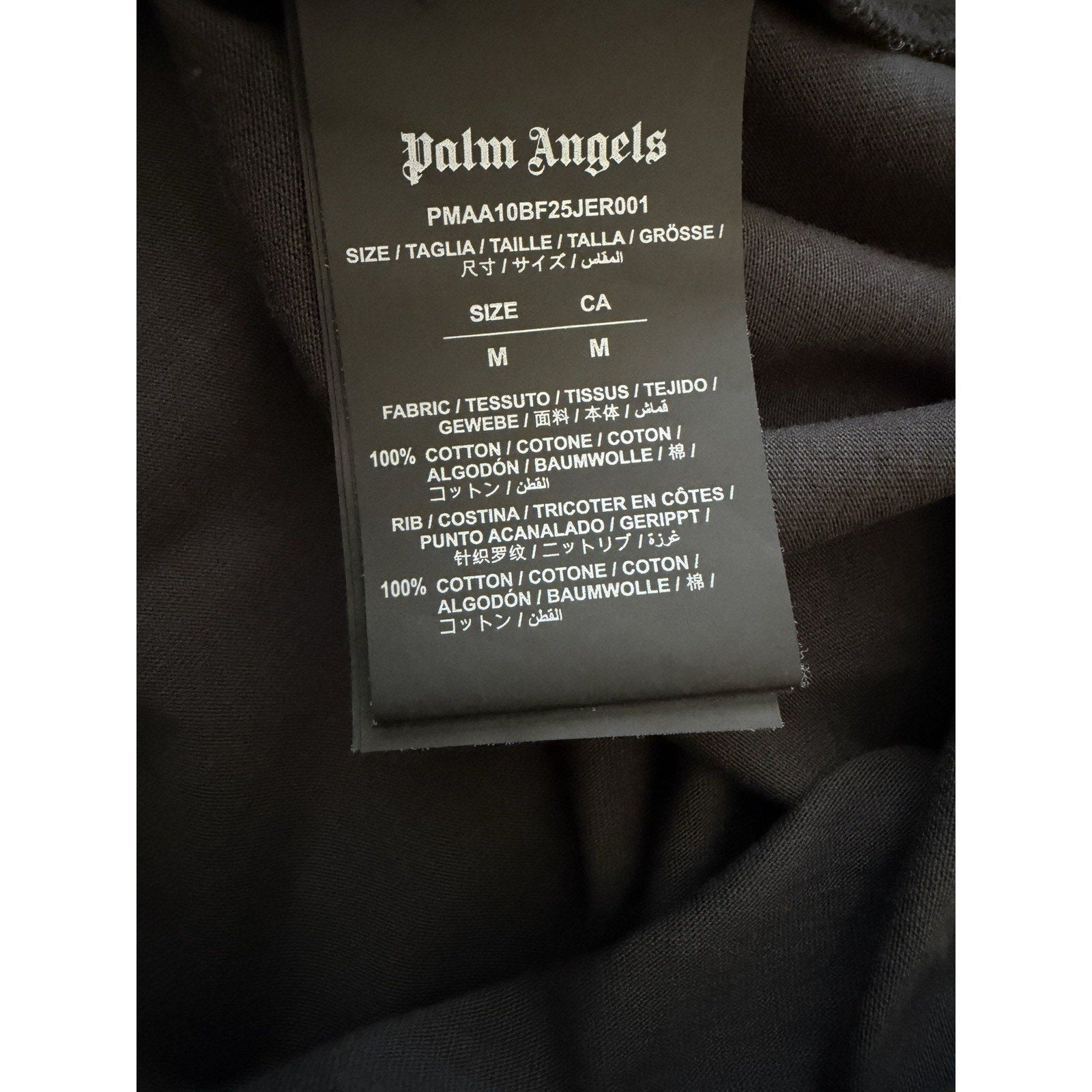 Palm Angels Mens Back Curved Logo Over T-Shirt Black Cotton Tee $330 Size M