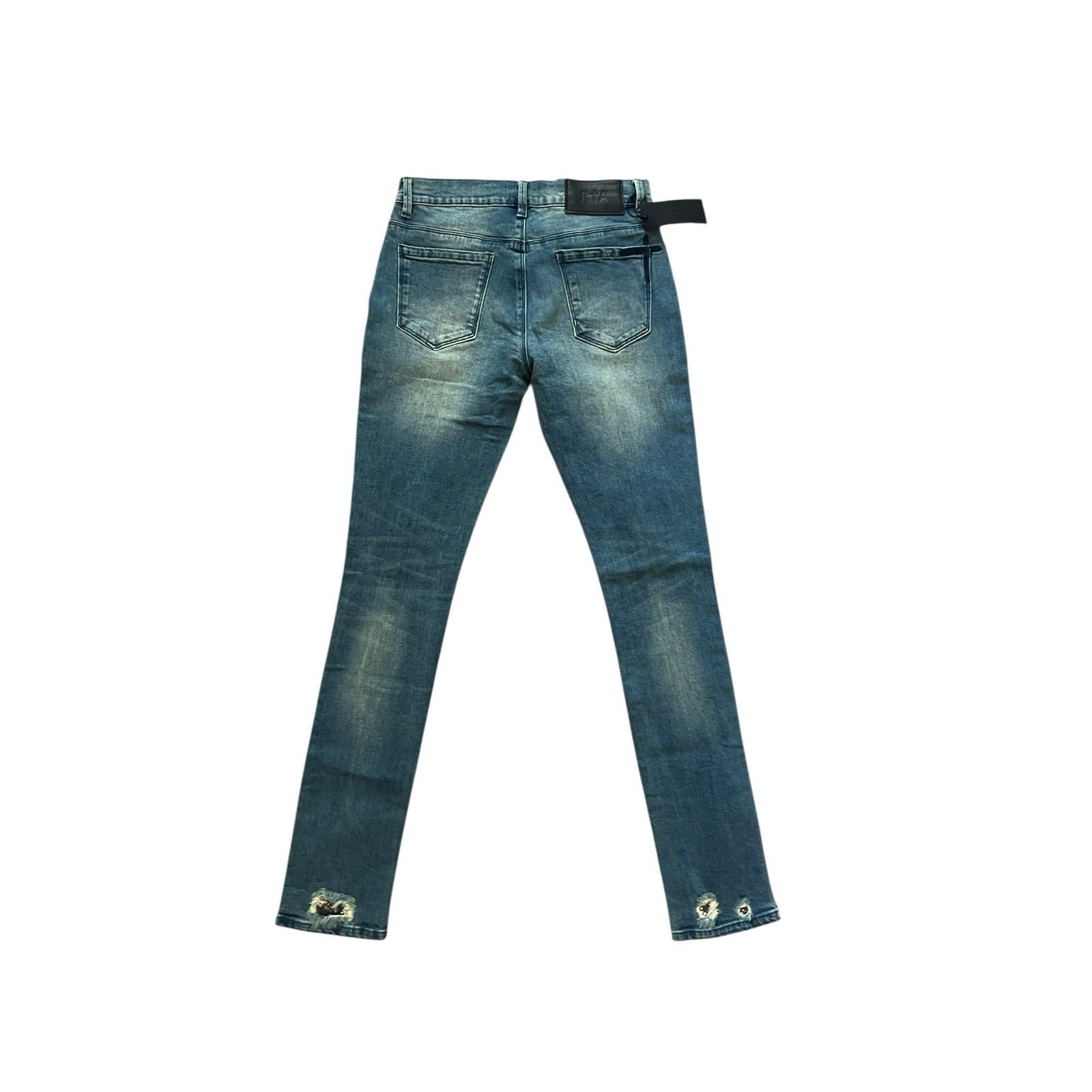 RtA Mens Distressed Snake Skinny Jeans
