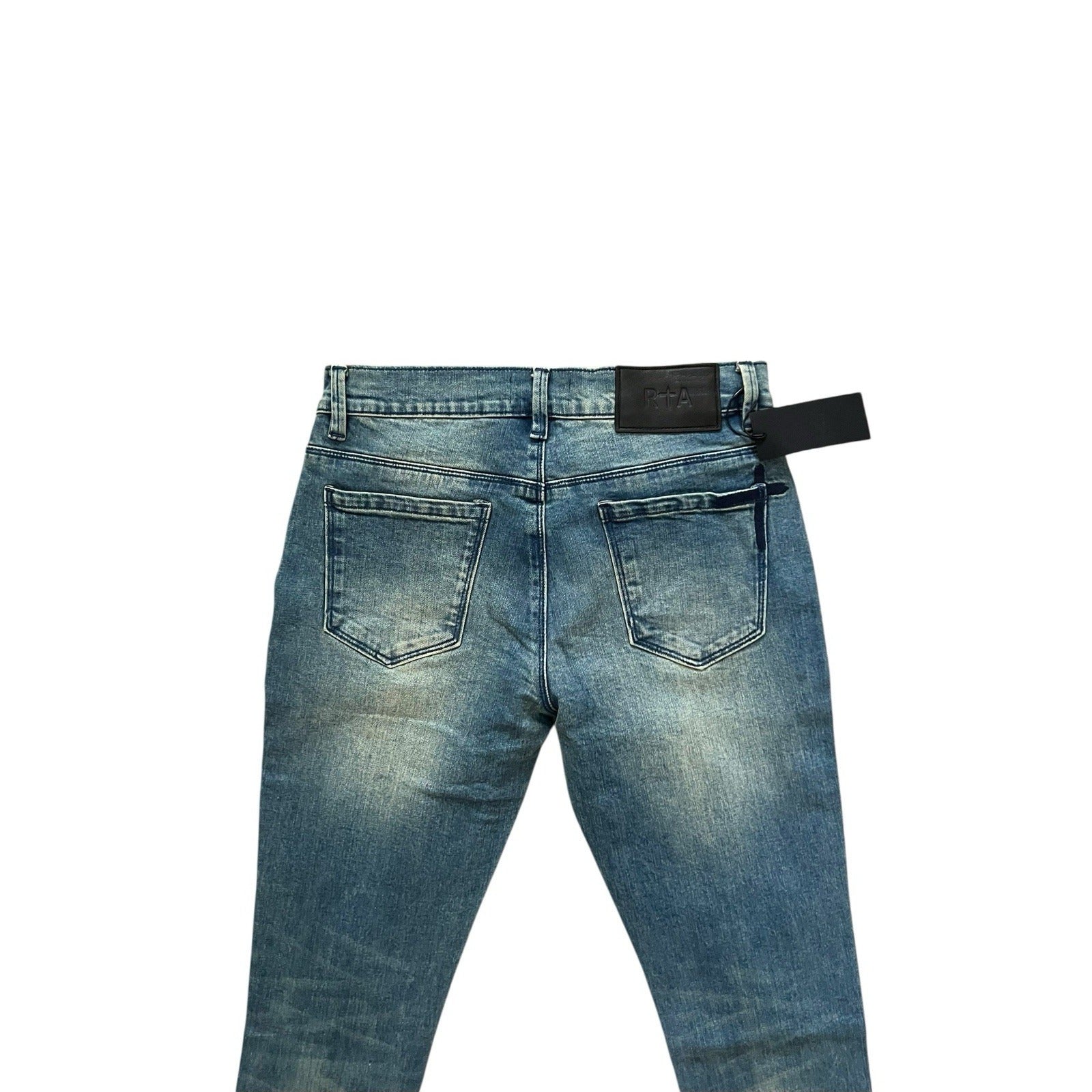 RtA Mens Distressed Snake Skinny Jeans