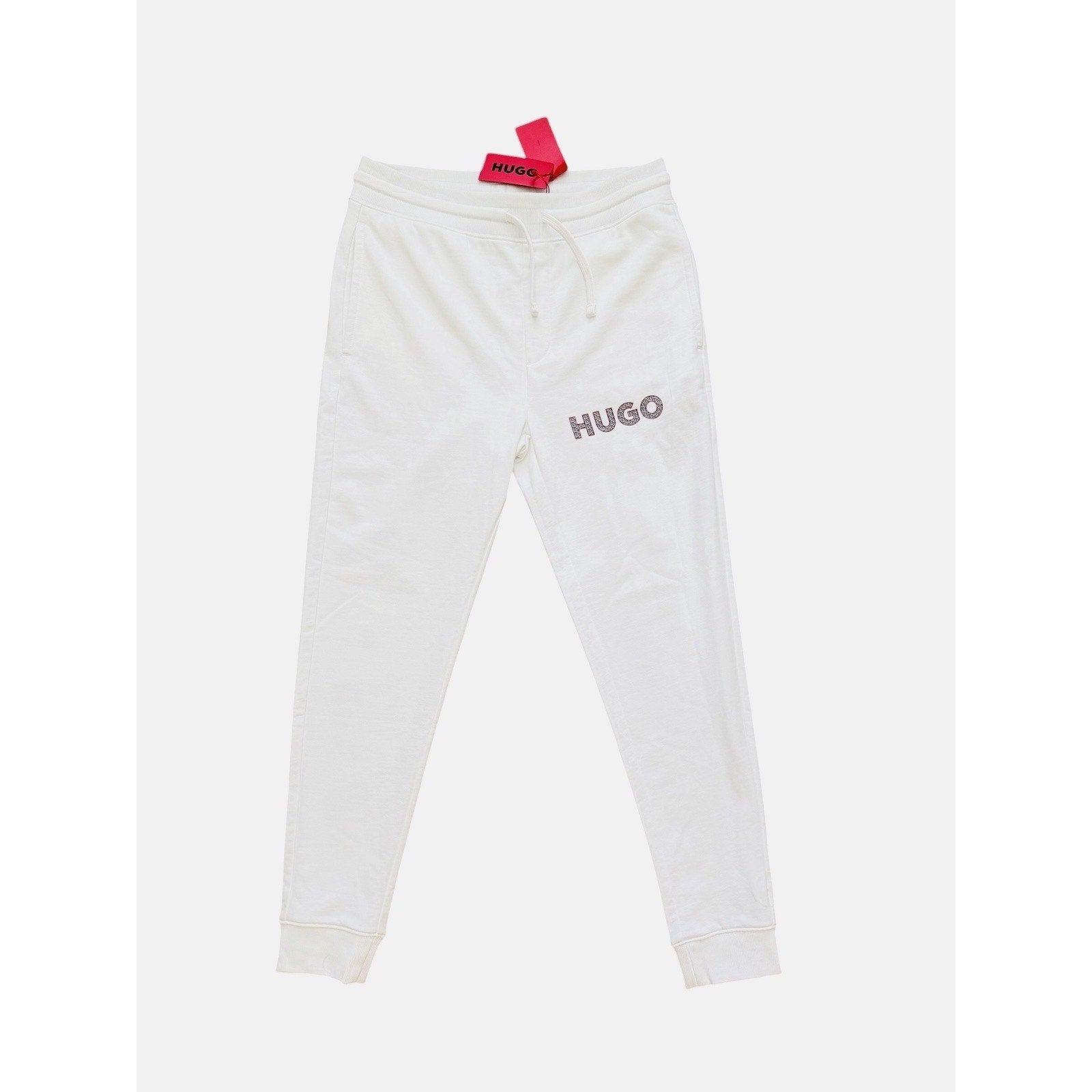 Hugo Boss Dramtol Drawstring Waist Cotton Blend Joggers White