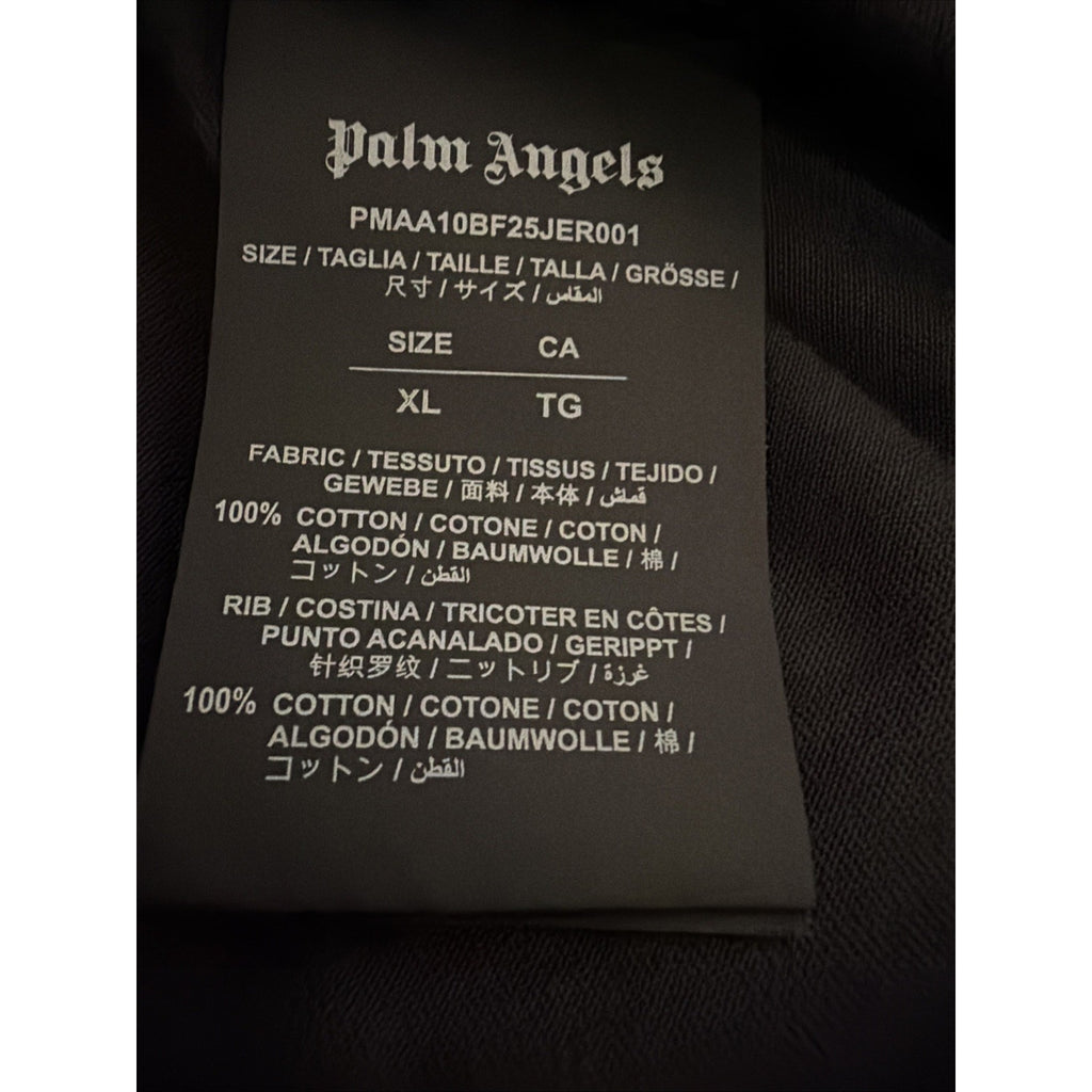 Palm Angels Mens Back Curved Logo Over T-Shirt Black Cotton Tee $330 Size XL