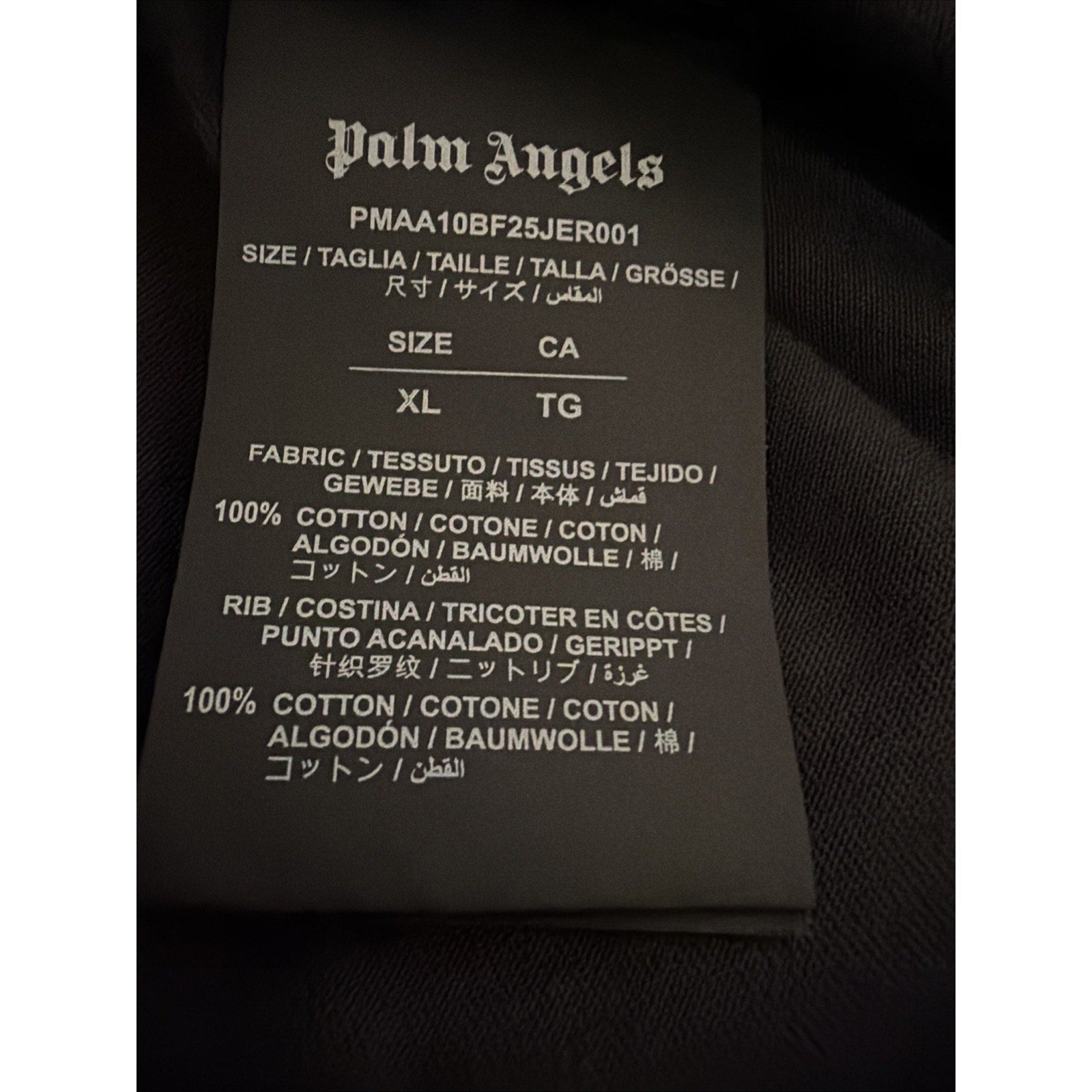 Palm Angels Mens Back Curved Logo Over T-Shirt Black Cotton Tee $330 Size XL