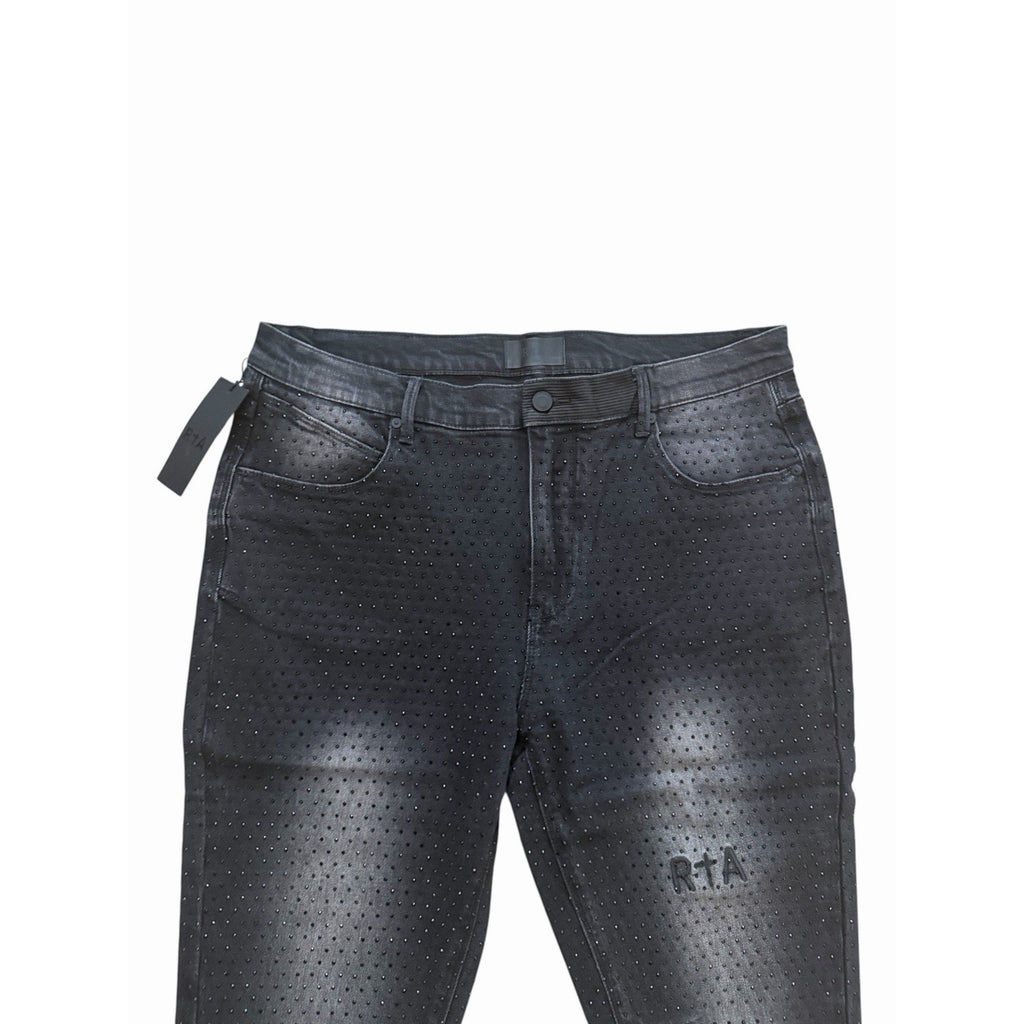 RtA Mens Bryant Crystal Embellished Skinny Jeans $280 Size 36x32 (36x32)