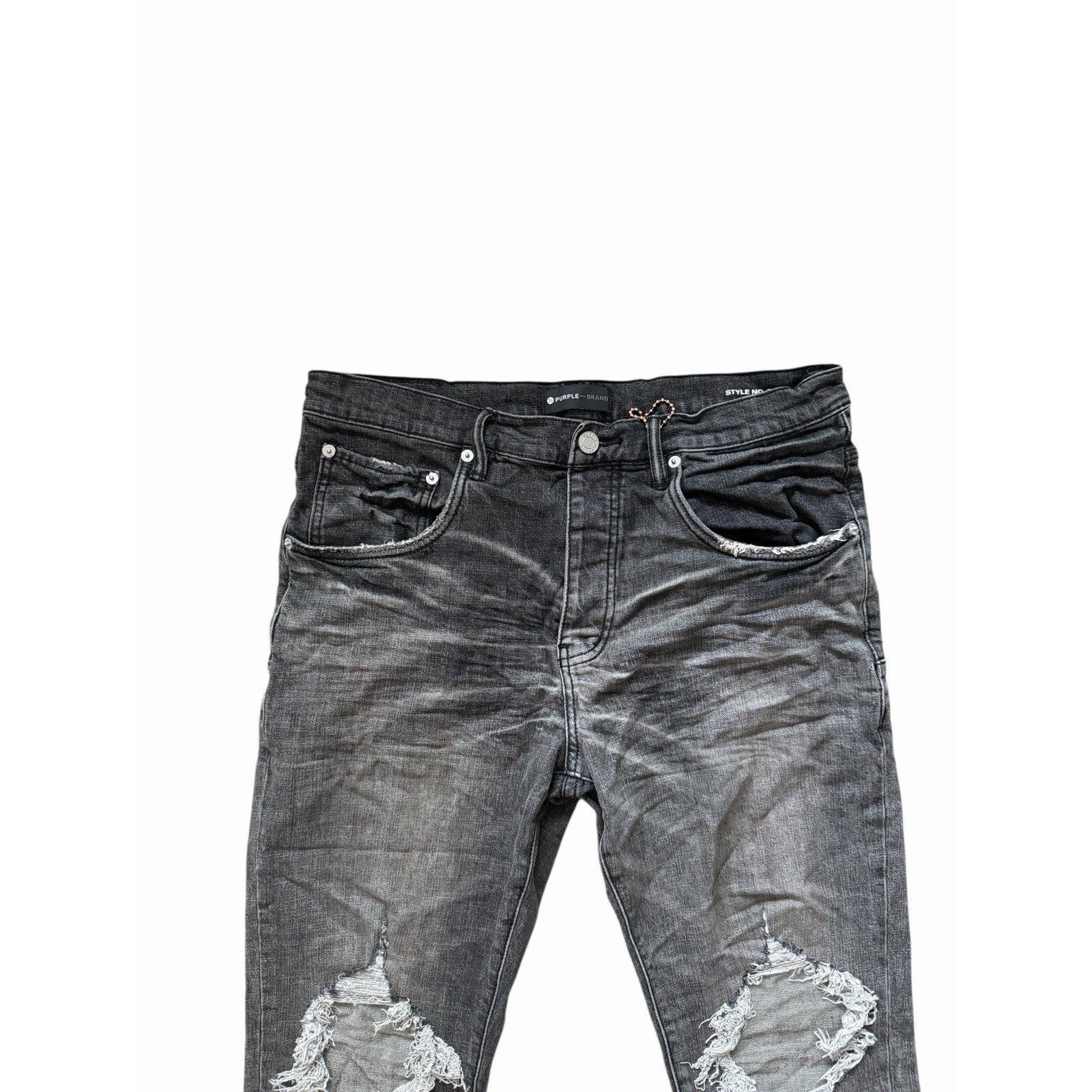 Purple Brand Dirty Blowout Drop Fit Slim Jeans - Grey