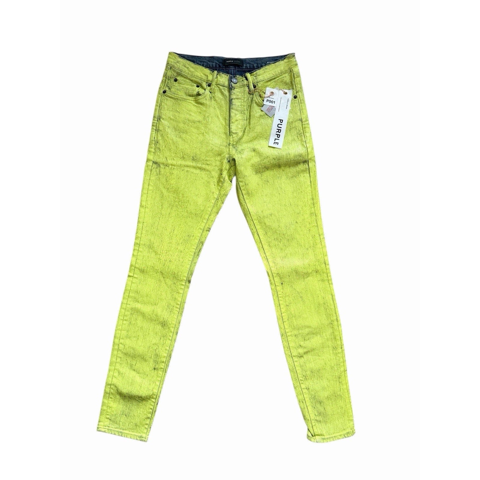 Purple Brand Paint Job Skinny Jeans - Neon Green