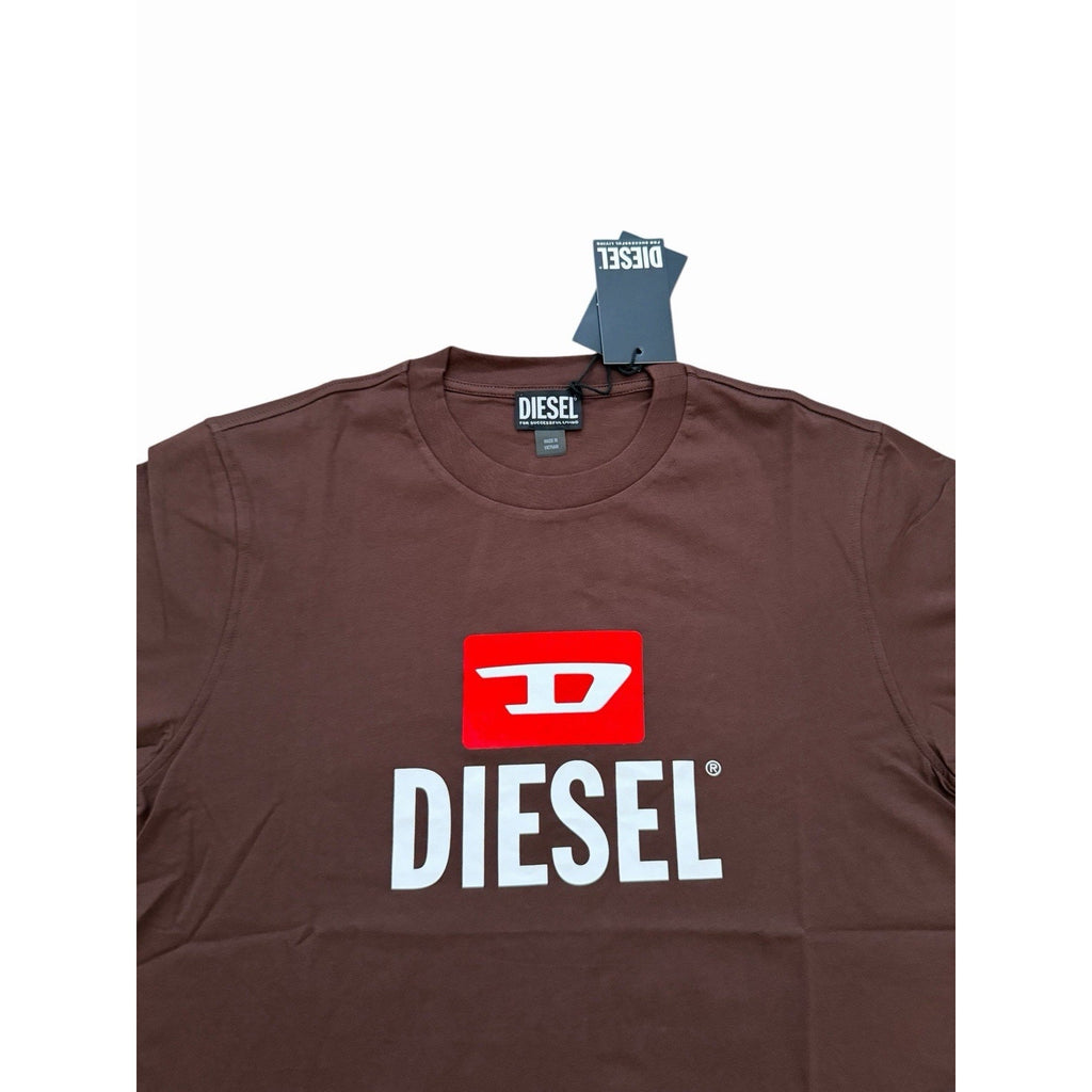 Diesel T-Just D Logo Flock Maglietta T-Shirt - Chicory Coffee