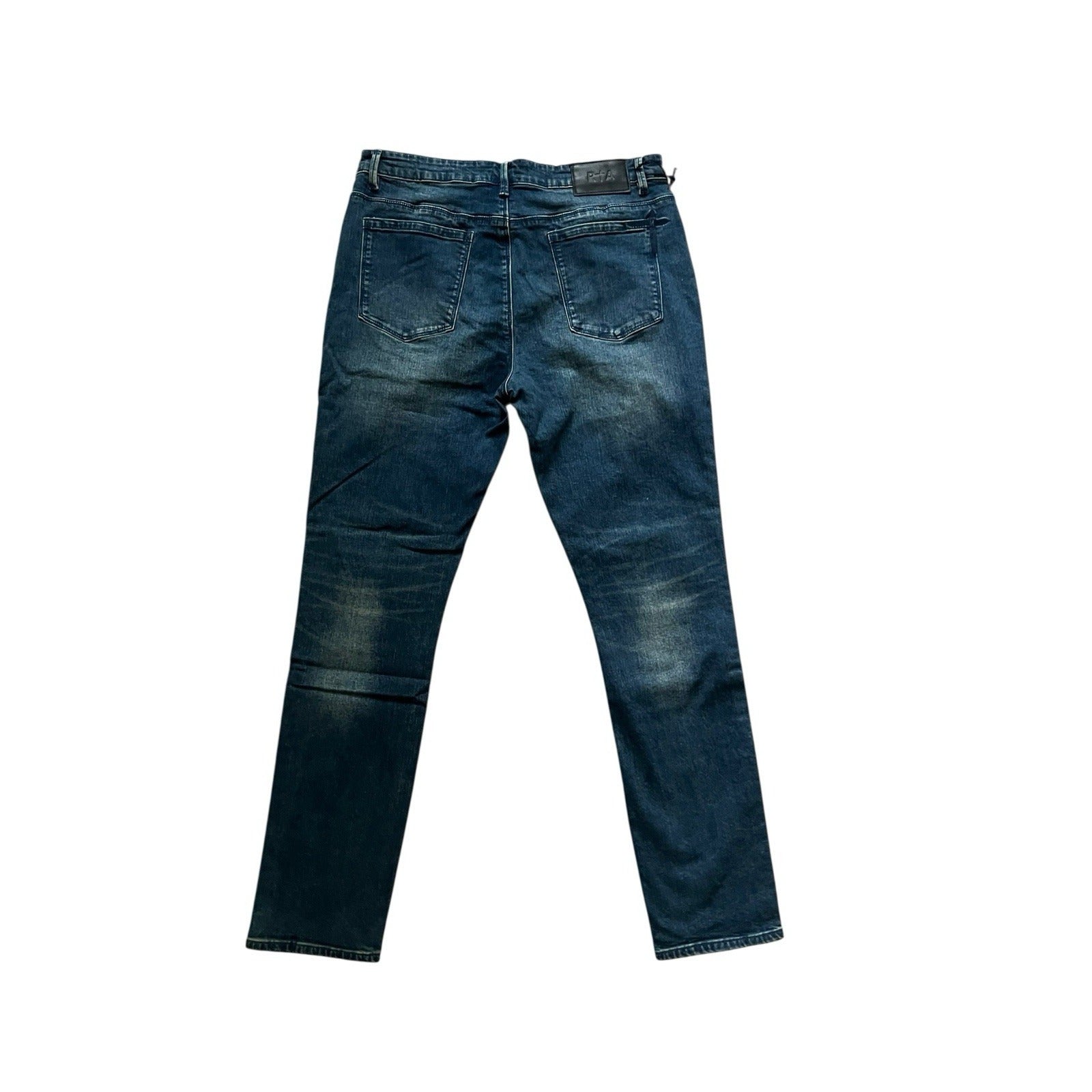 RtA Mens Logo Whiskered Jeans Slim Blue