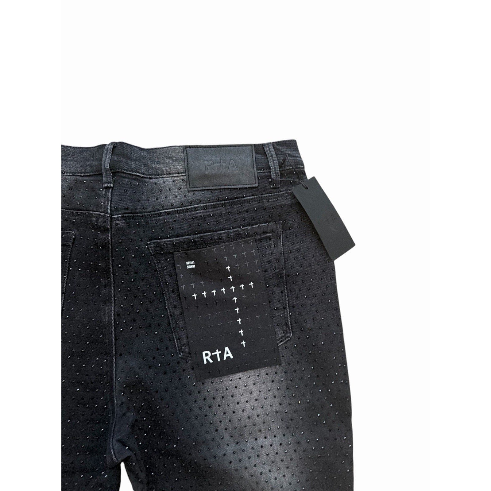RtA Mens Bryant Crystal Embellished Skinny Jeans $280 Size 36x32 (36x32)