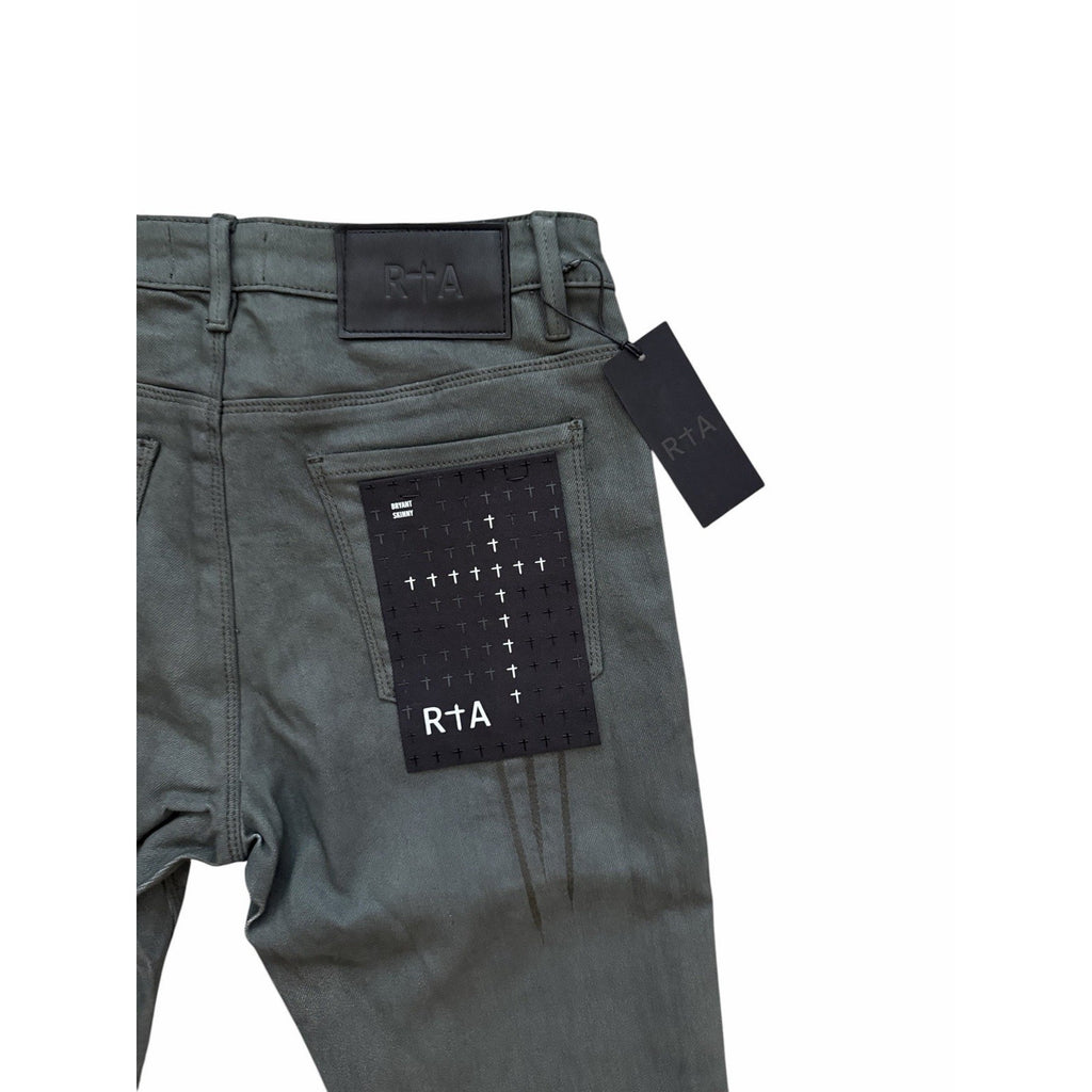 RtA Bryant Dusty Olive Triple Cross Skinny Jeans