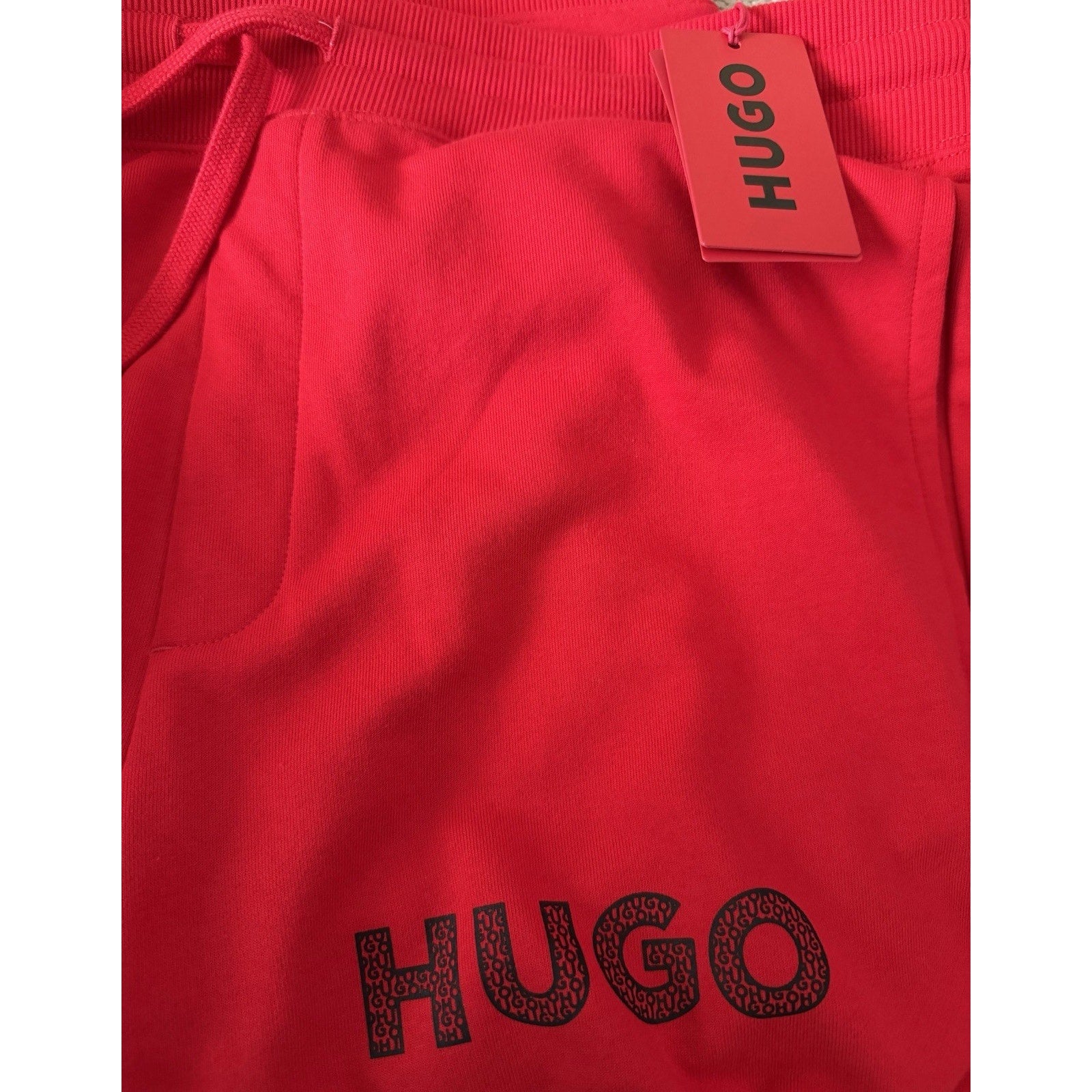 Hugo Boss Dramtol Drawstring Waist Cotton Blend Joggers Red