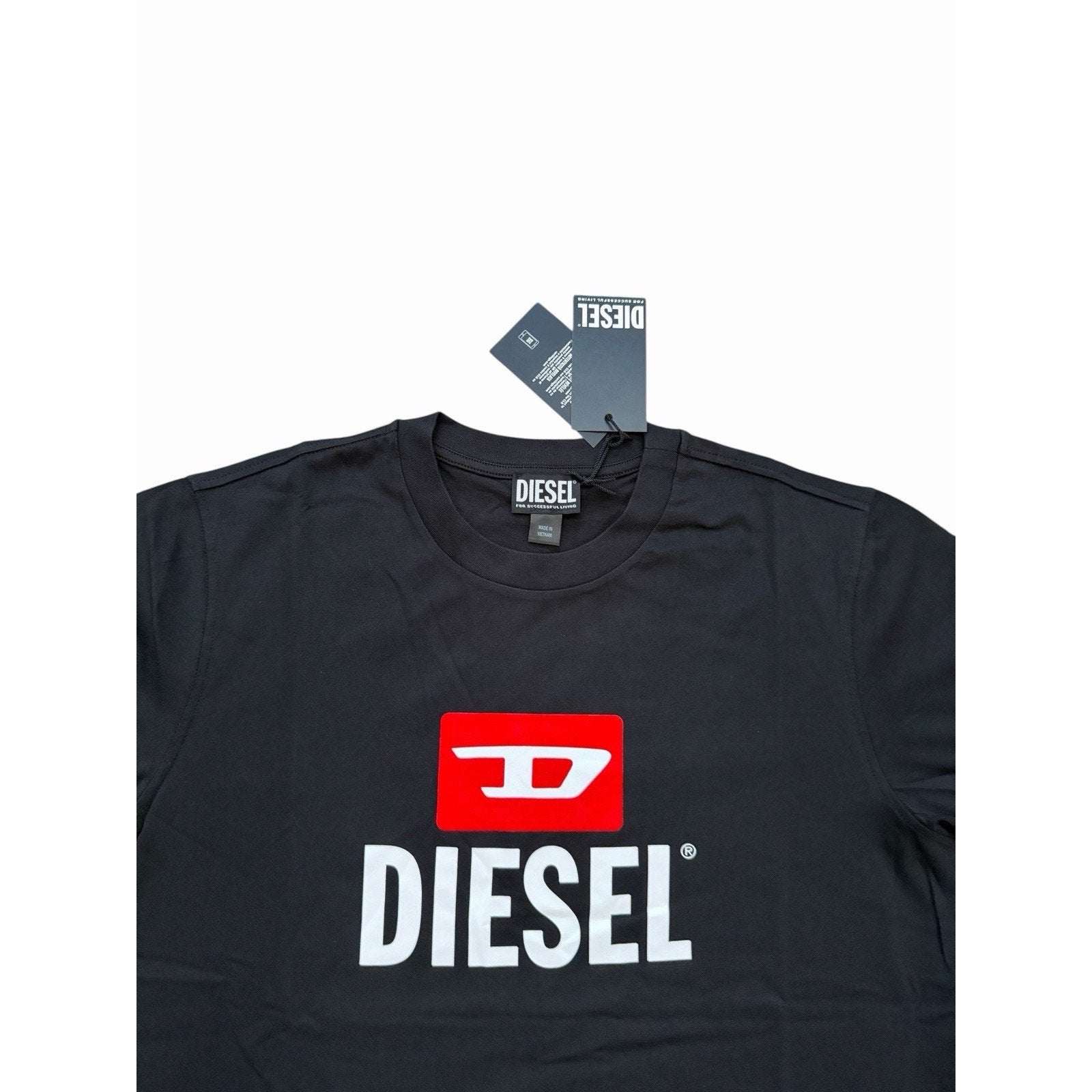 Diesel T-Just D Logo Flock Maglietta T-Shirt NWT $80 Black Size M