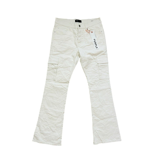 Purple Brand Jeans Patent Film Slim Cargo Bootcut White P004