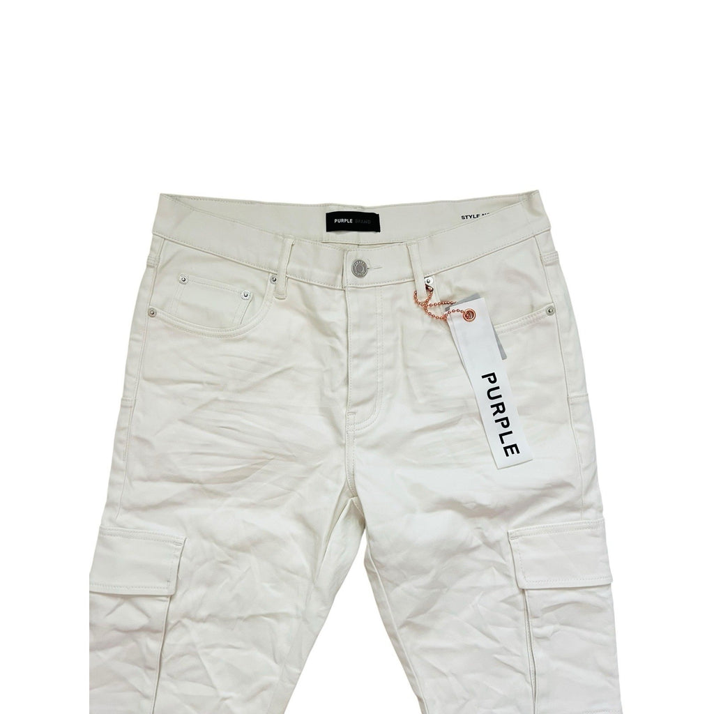 Purple Brand Jeans Patent Film Slim Cargo Bootcut White P004