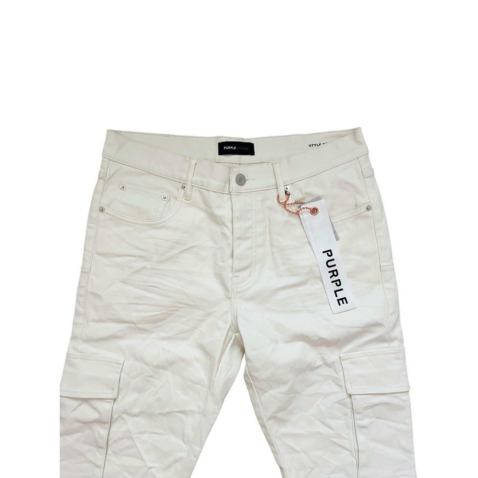 Purple Brand Jeans Patent Film Slim Cargo Bootcut White P004